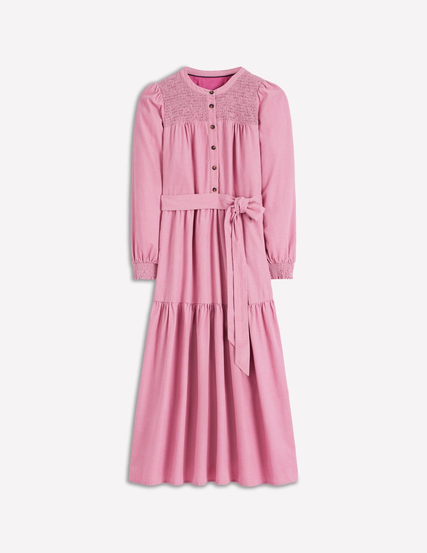 Robe midi Cecily en velours côtelé-Brume rose