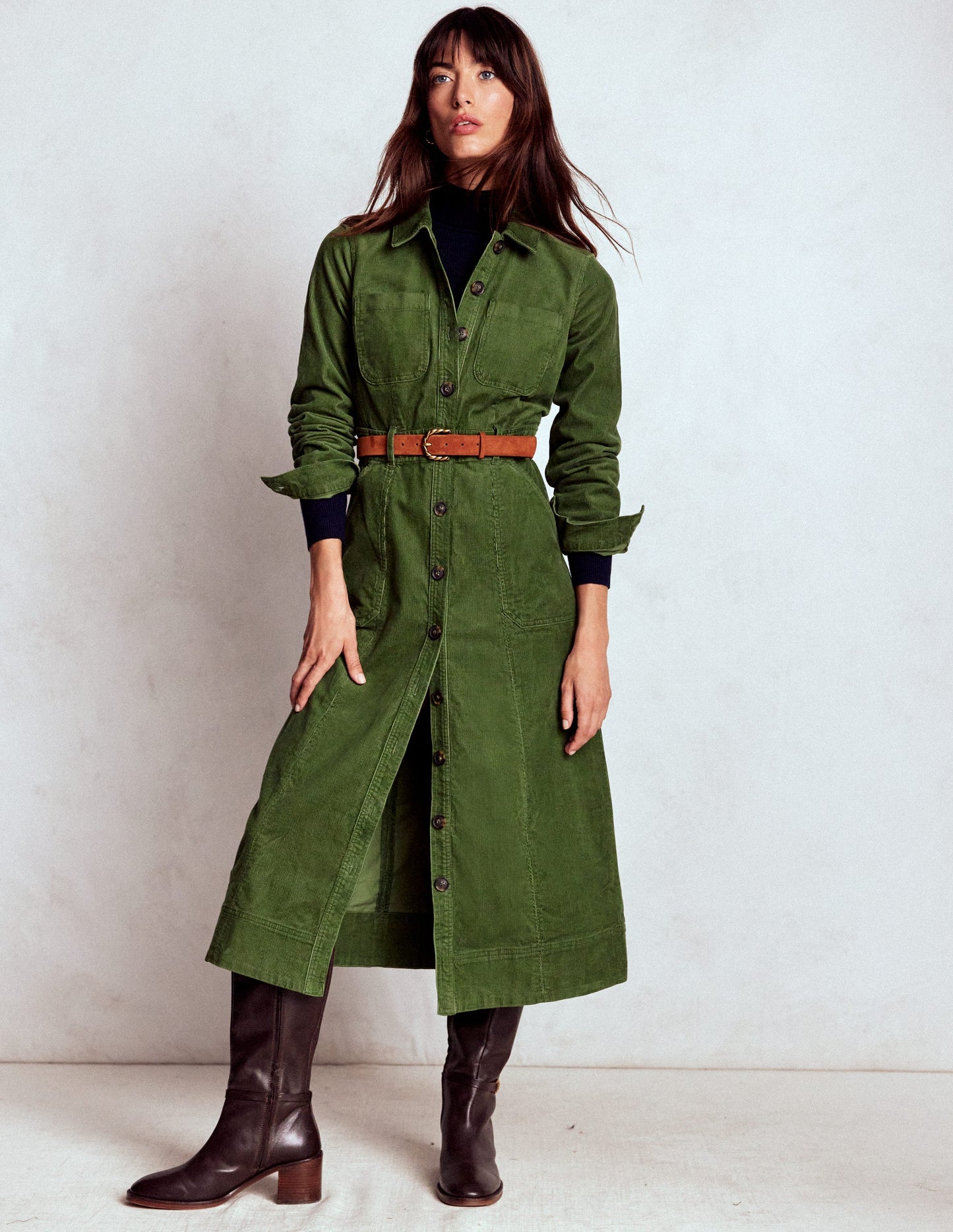 Amanda Midi-Cordkleid-Farn