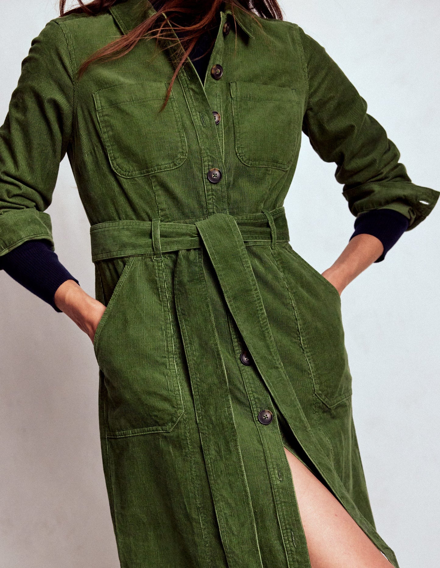 Amanda Midi-Cordkleid-Farn