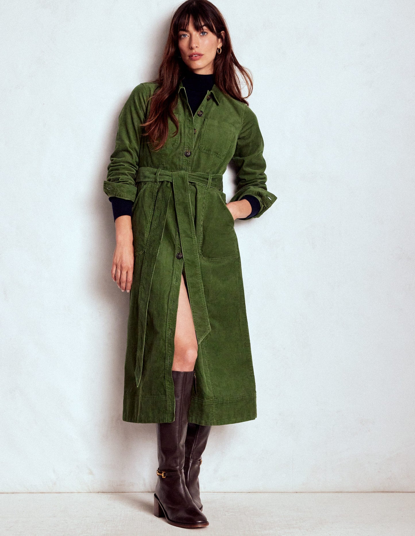 Amanda Midi-Cordkleid-Farn