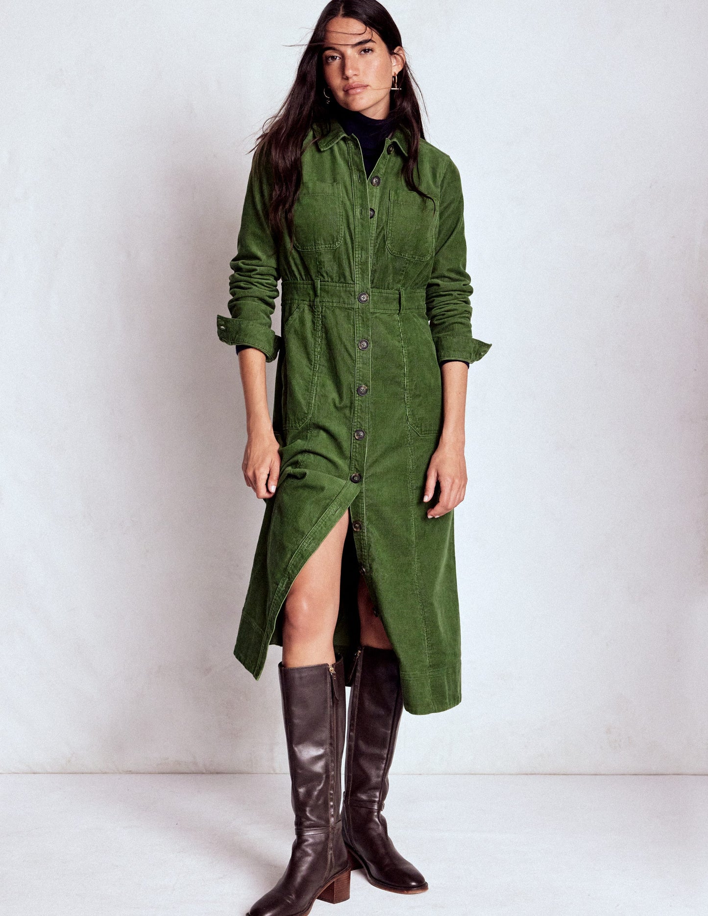 Amanda Midi-Cordkleid-Farn