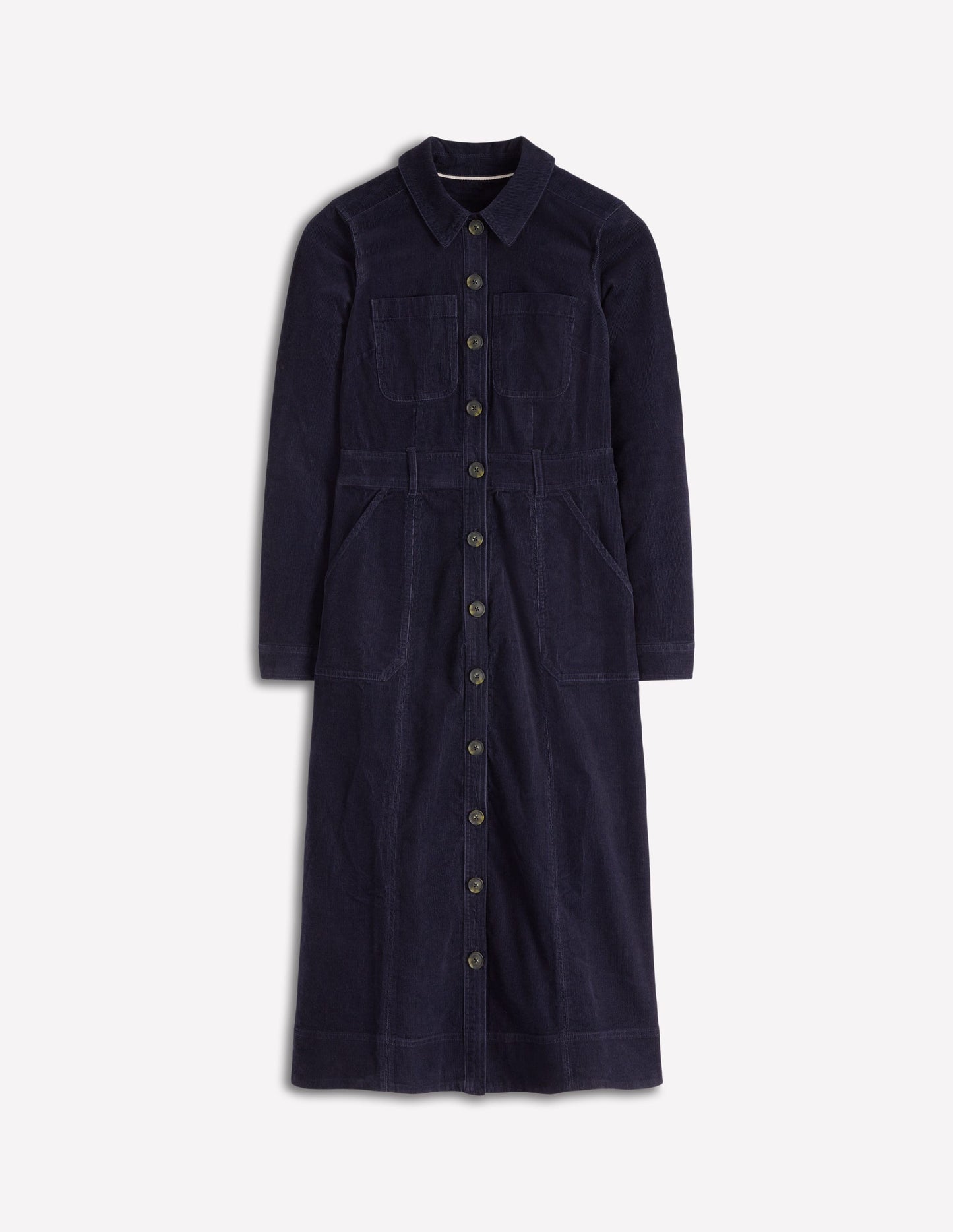 Robe midi Amanda en velours côtelé-Bleu marine