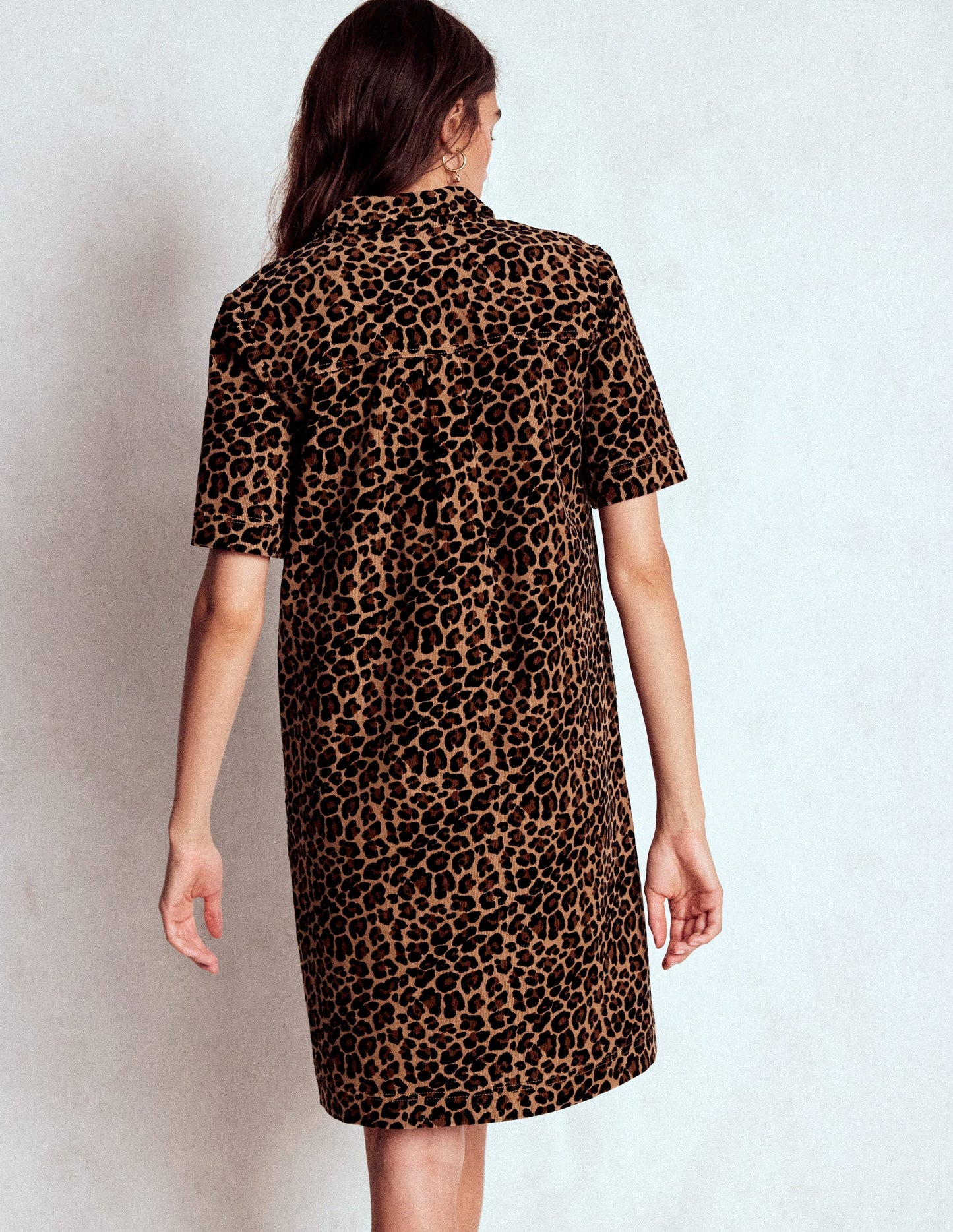 Zia Cord-Hemdblusenkleid mit Tasche-Bunt, Gepard-Pop