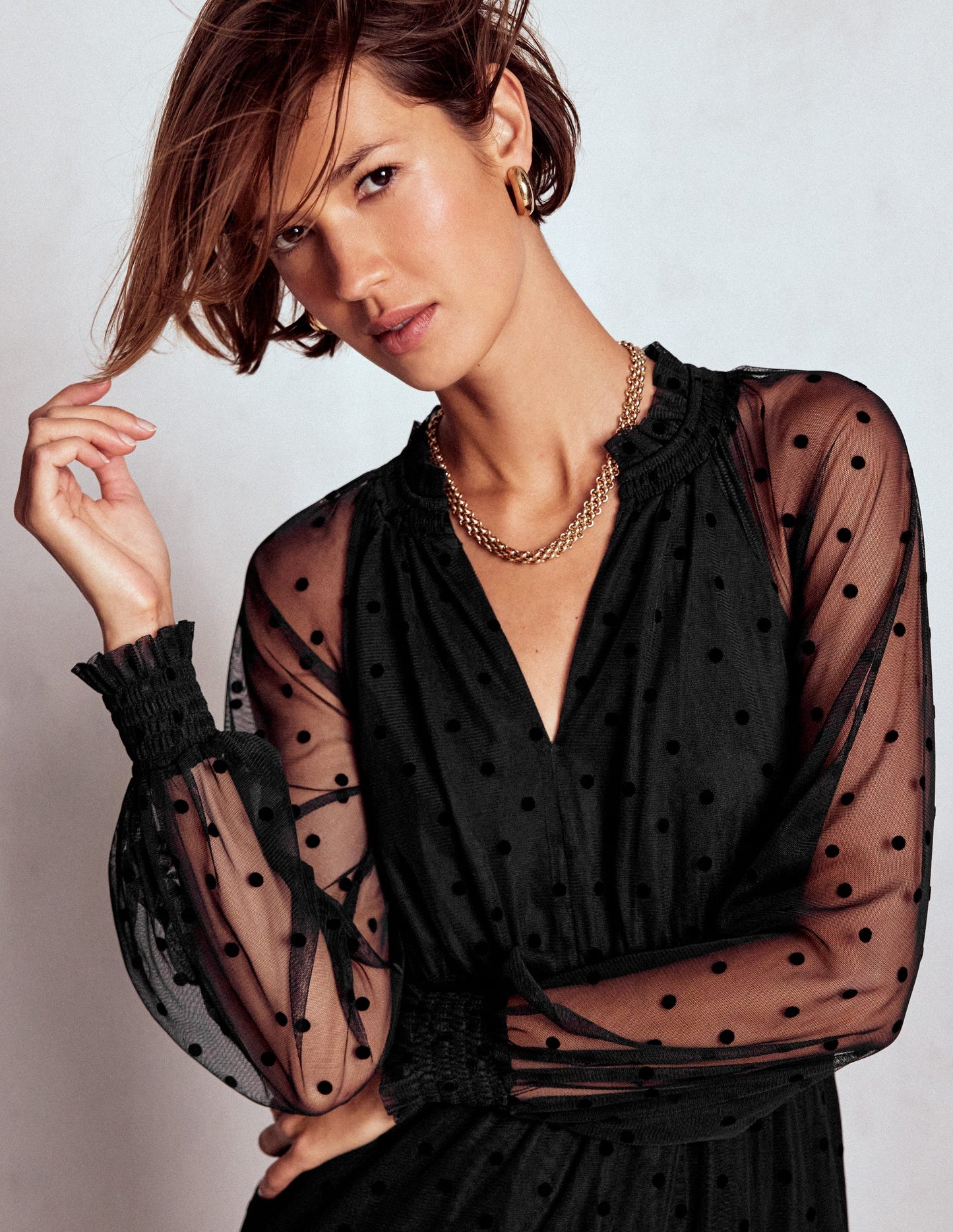 Robe midi Lucille en tulle-Noir