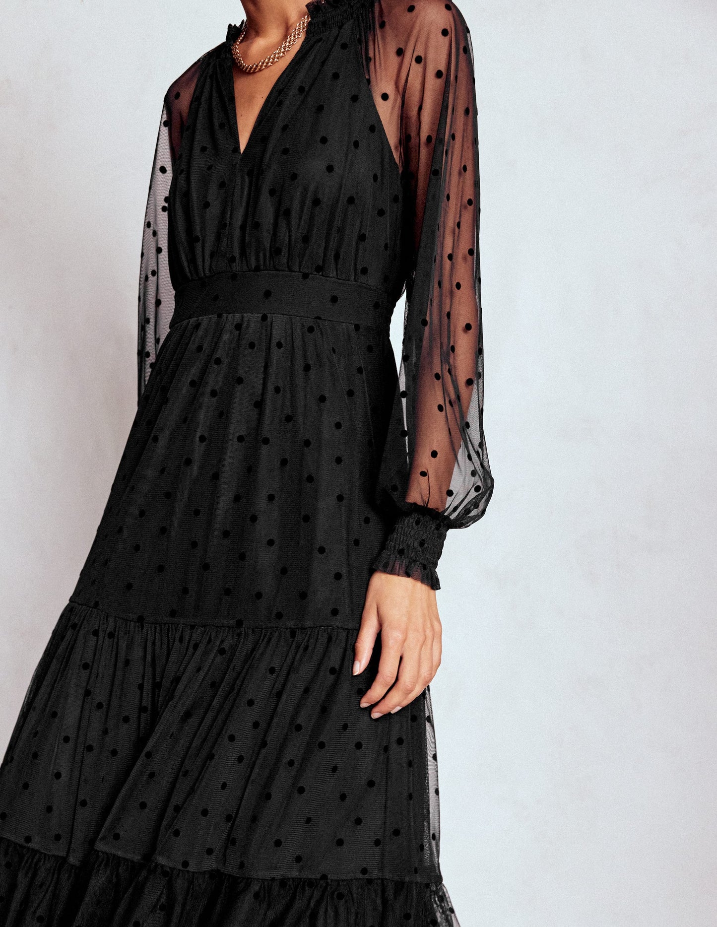 Robe midi Lucille en tulle-Noir