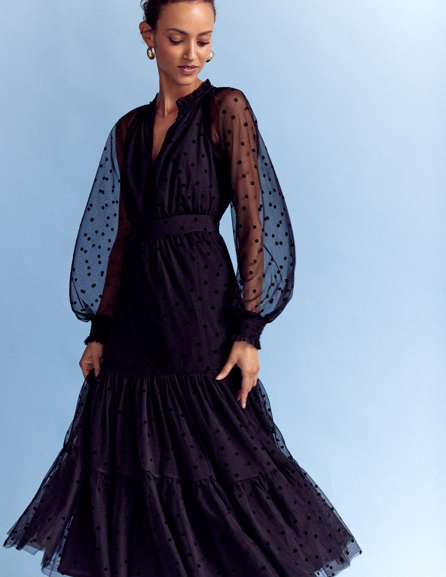 Lucille Tüll-Midikleid-Schwarz