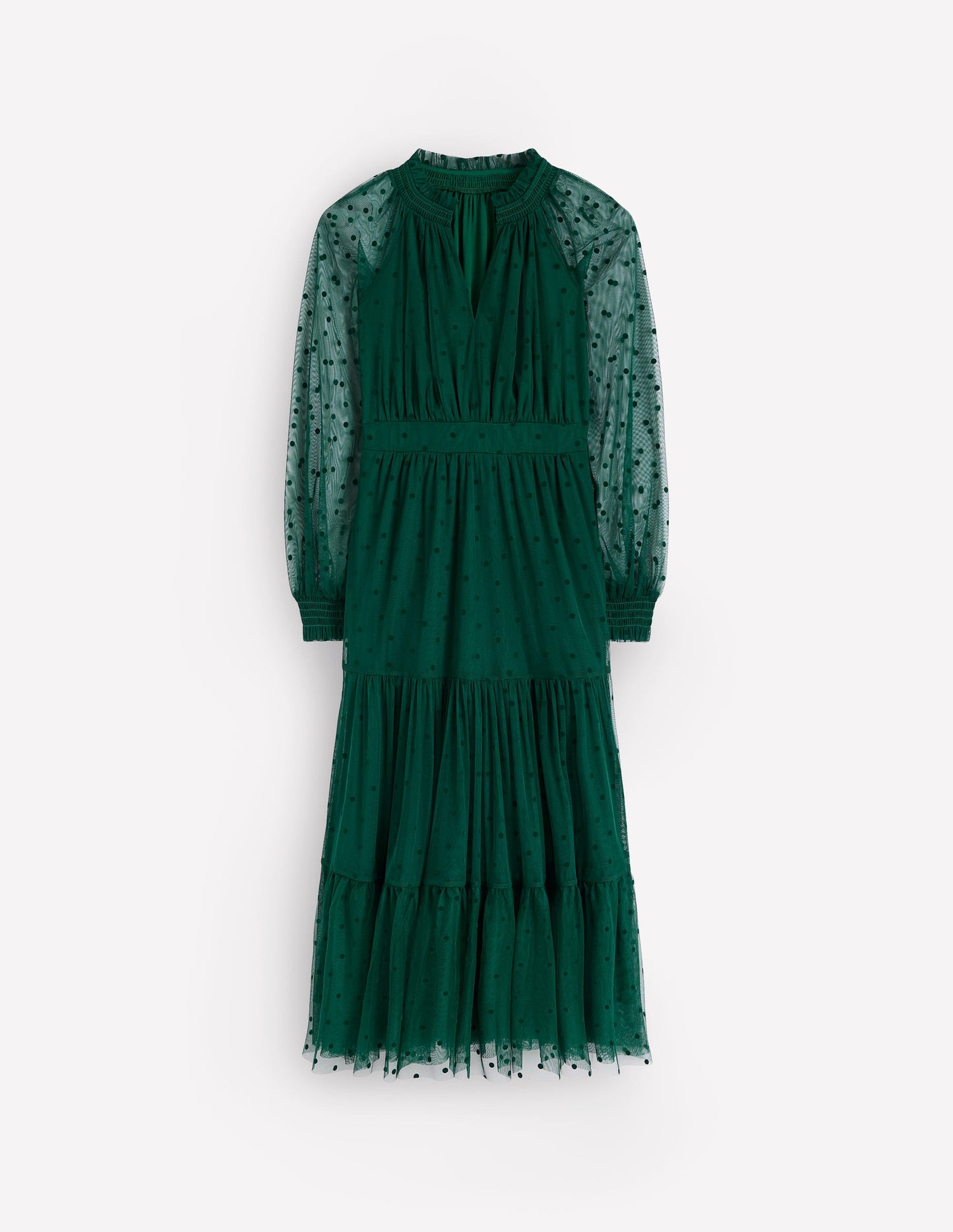 Robe midi Lucille en tulle-Émeraude nocturne