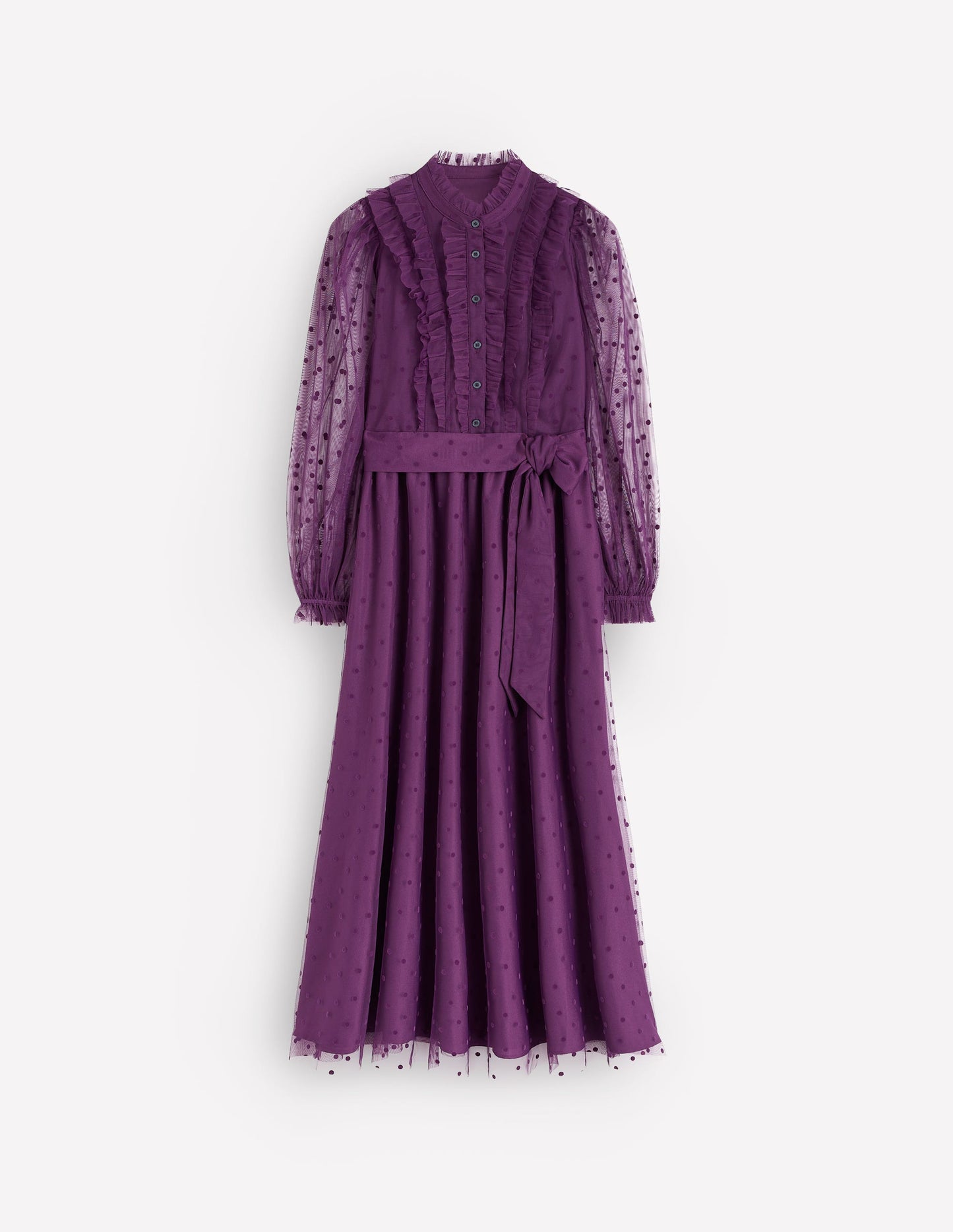 Robe longue volantée en tulle-Violet viola