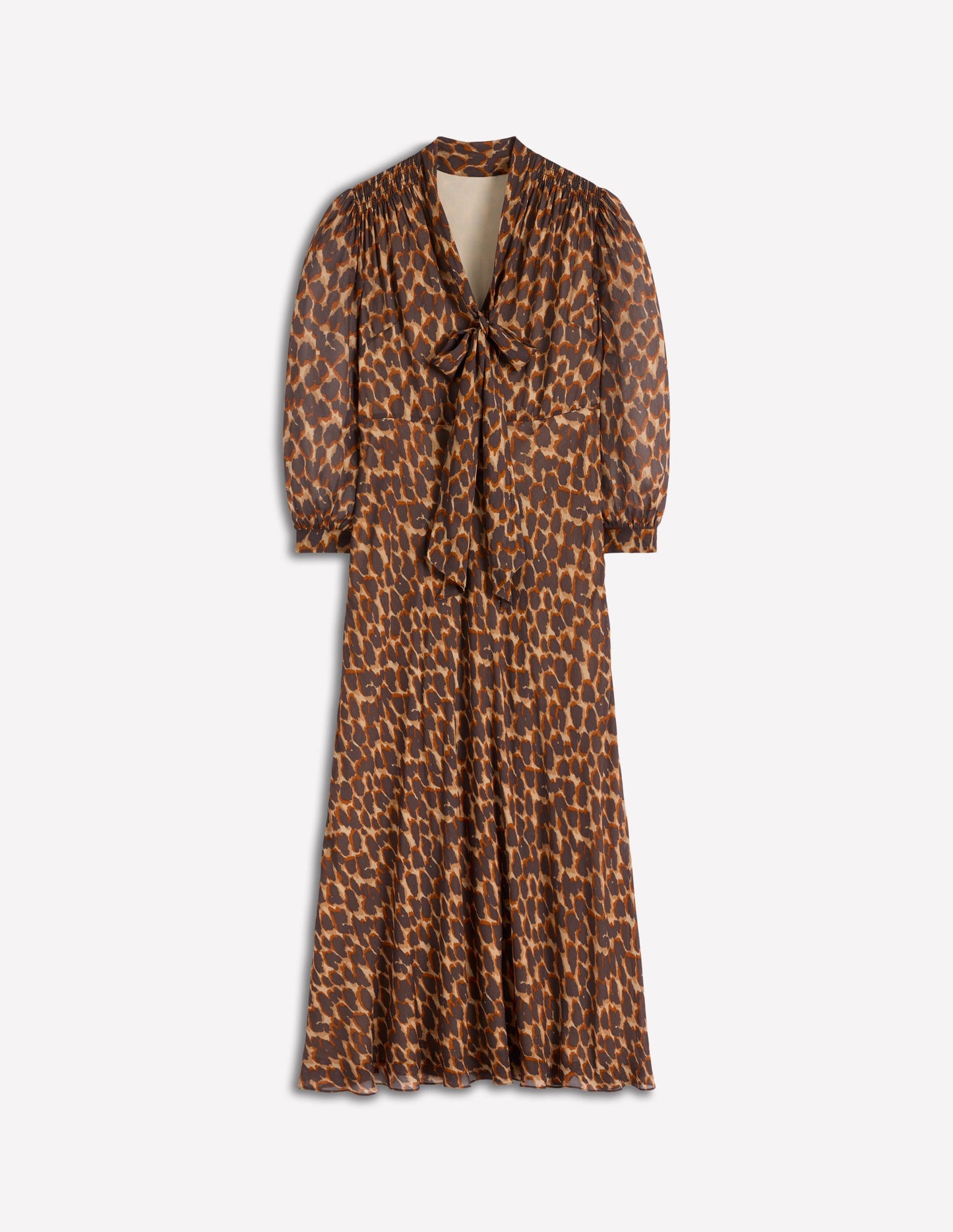 Robe Brooke style 40s avec liens à l'encolure-Sable, pois léopard abstraits