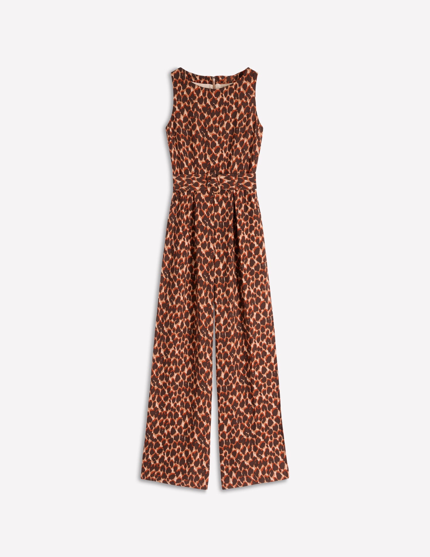 Gwen Jumpsuit mit U-Boot-Ausschnitt-Sand, Abstraktes Leopardenmuster