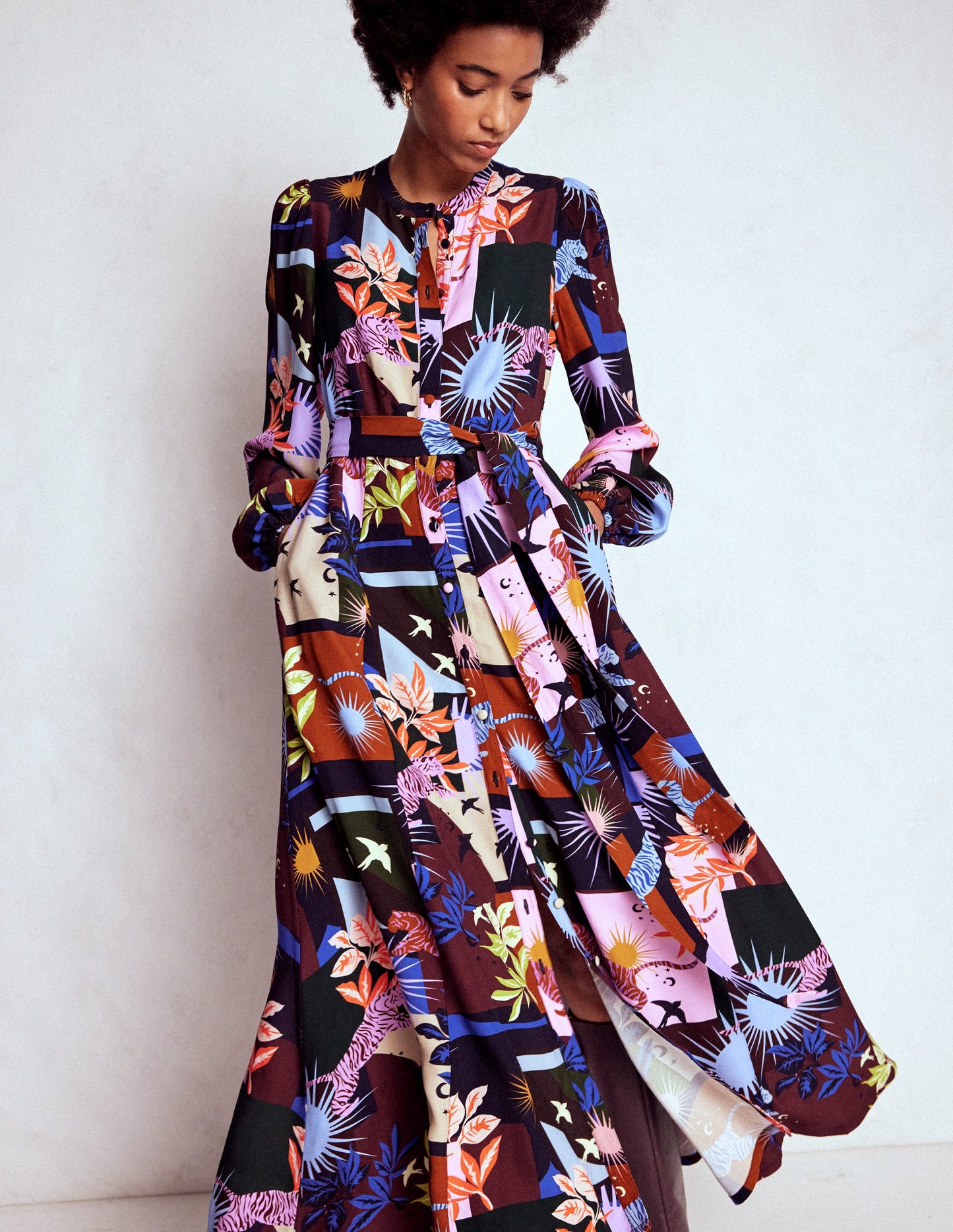 Robe-chemise longue de cérémonie Mae-Multi, motif Cosmic Savanna