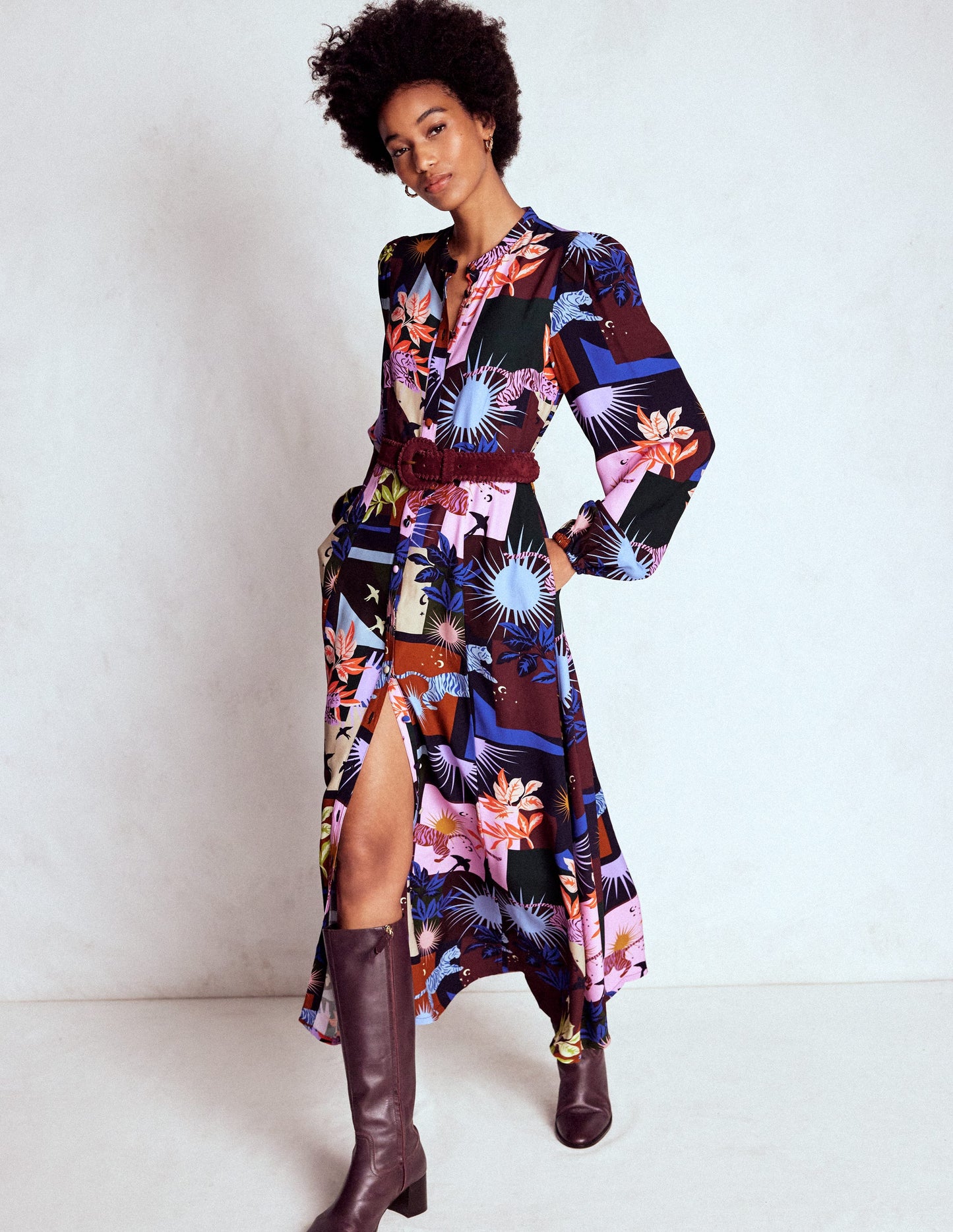 Robe-chemise longue de cérémonie Mae-Multi, motif Cosmic Savanna