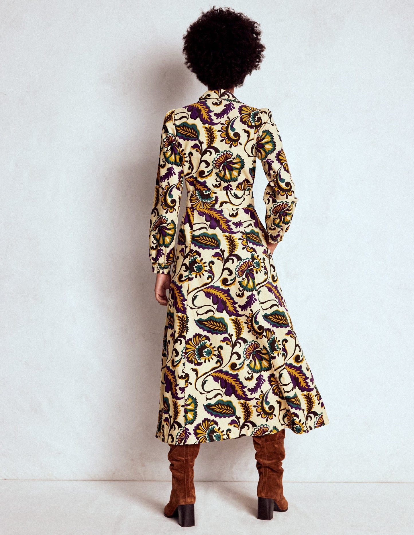 Clara Midikleid aus Cord-Bunt, Wiesenornament