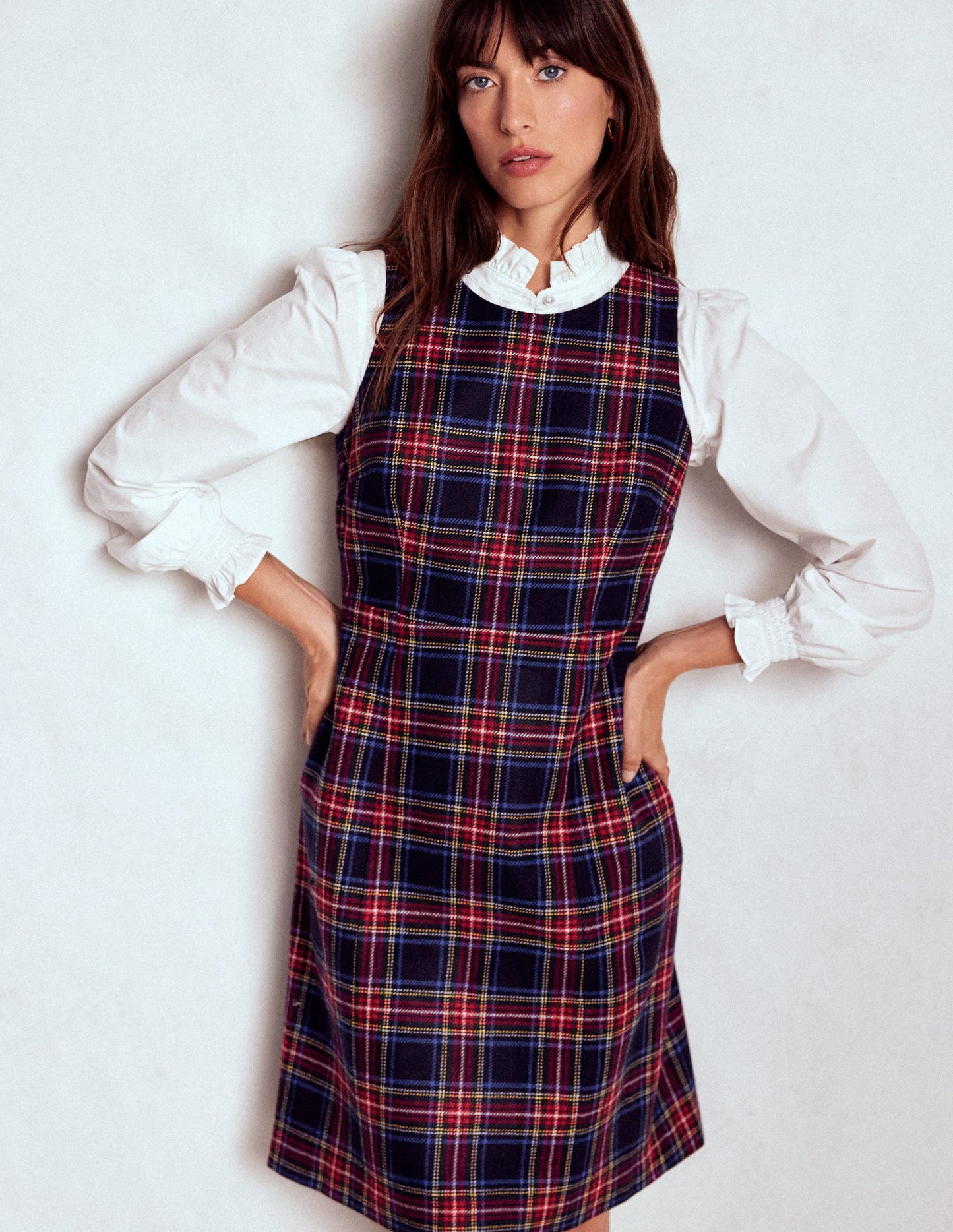 Robe droite Annie à carreaux-Carreaux bleu marine, verts et rouges