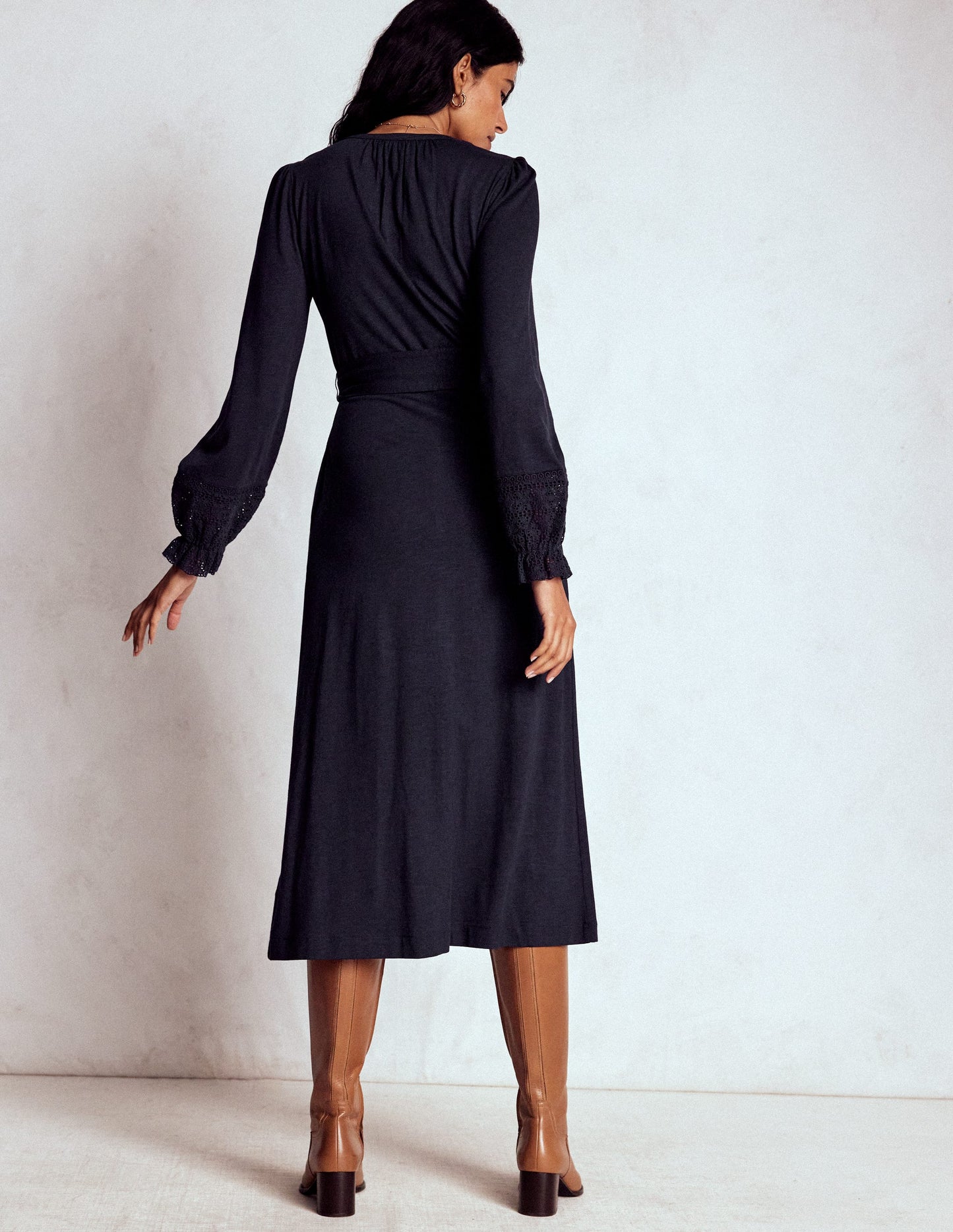 Robe Pippa à broderie anglaise en jersey-Bleu marine