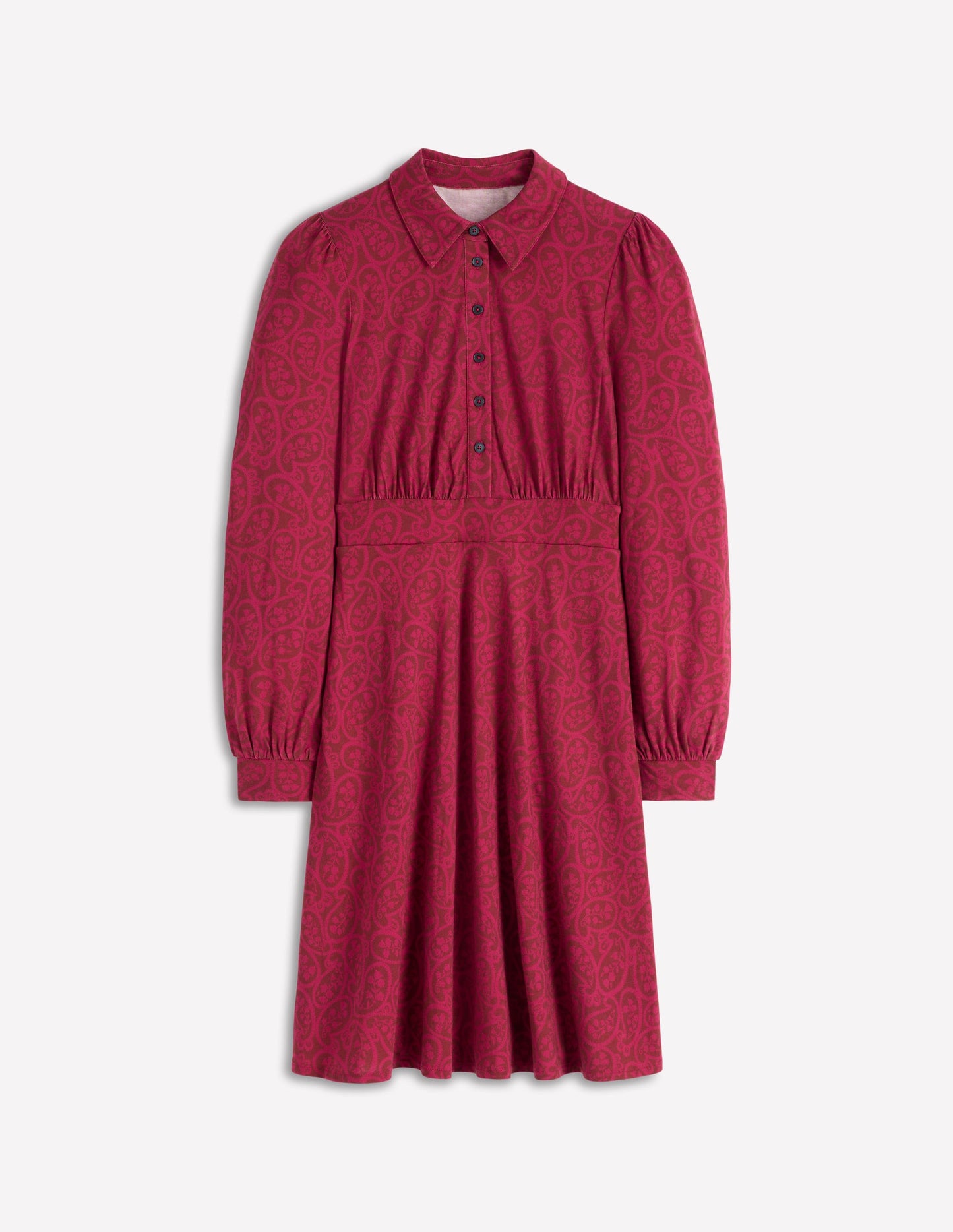 Orla Kurzes Jersey-Hemdblusenkleid-Kastanienbraun, Blühend Paisley