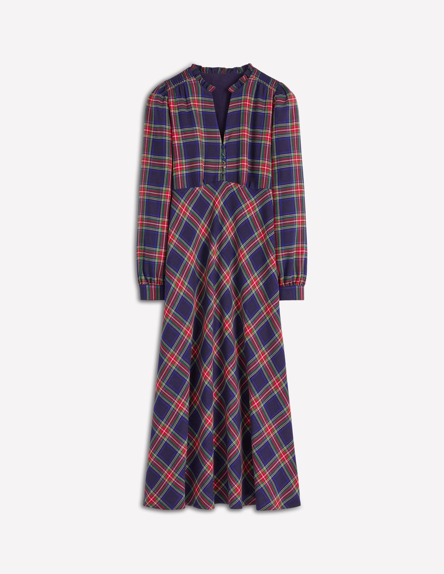 Robe Cassie style 40s à carreaux-Carreaux bleu marine, verts et rouges