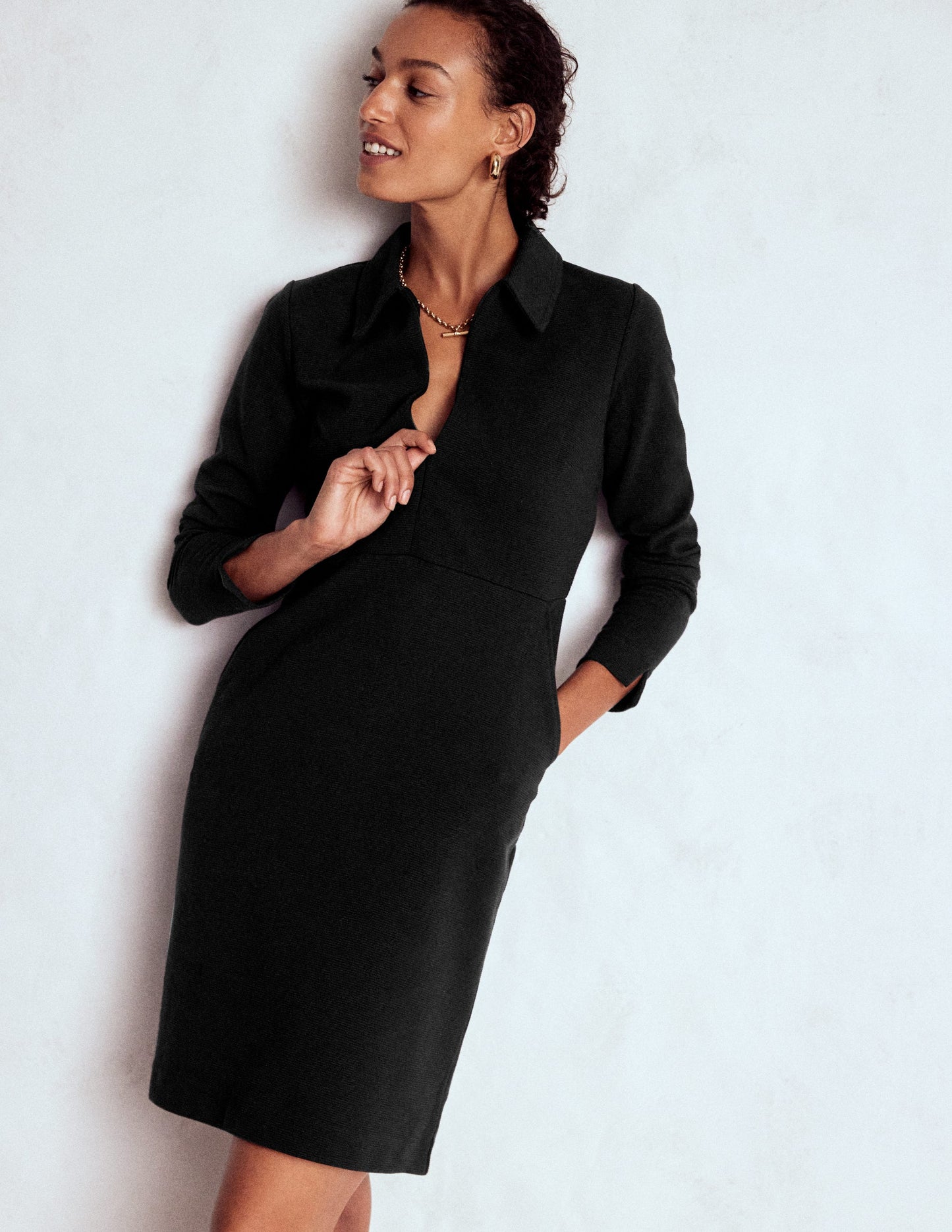 Cam Ottoman-Kleid mit Reißverschluss-Schwarz