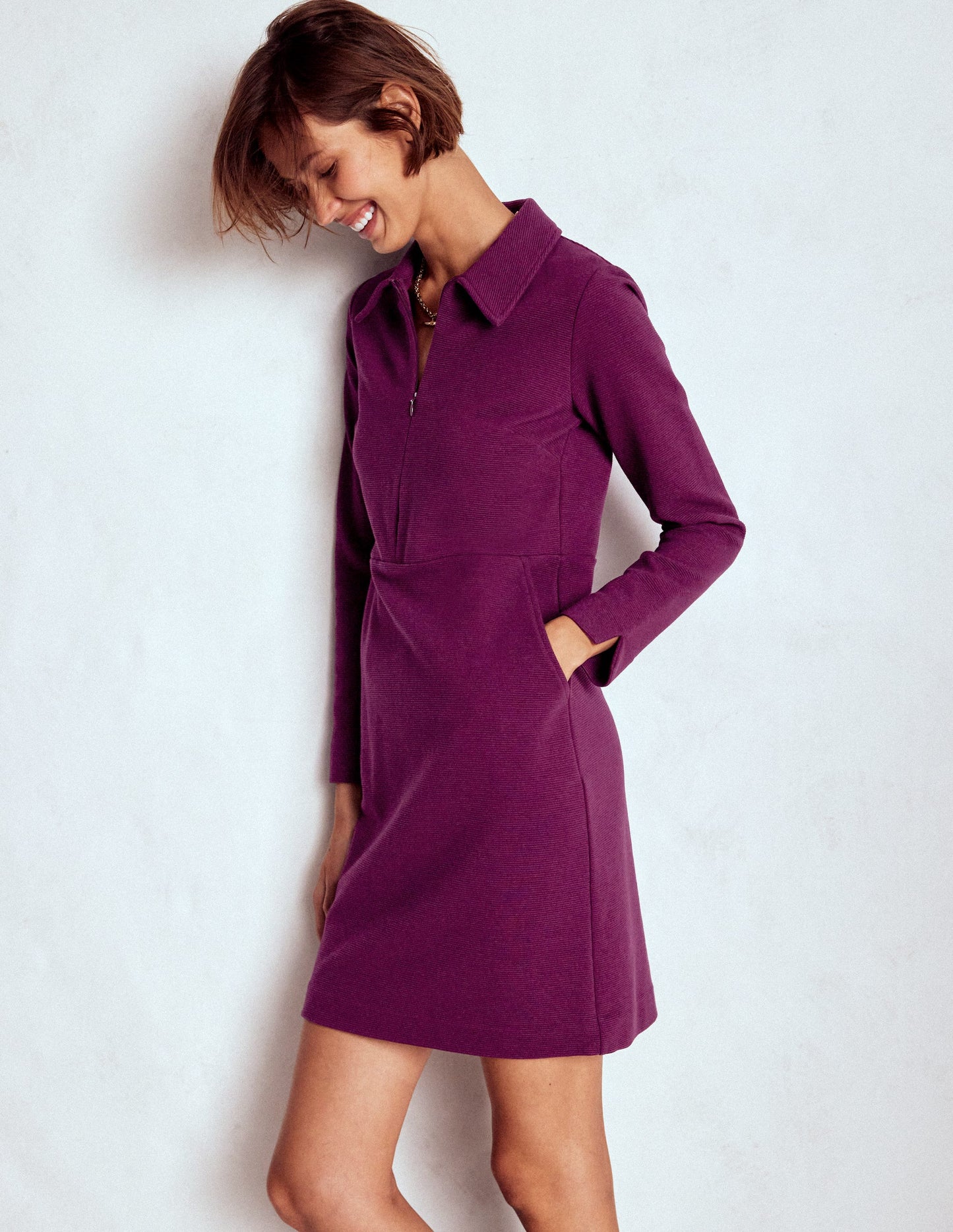 Cam Ottoman-Kleid mit Reißverschluss-Pflaumenmarmelade