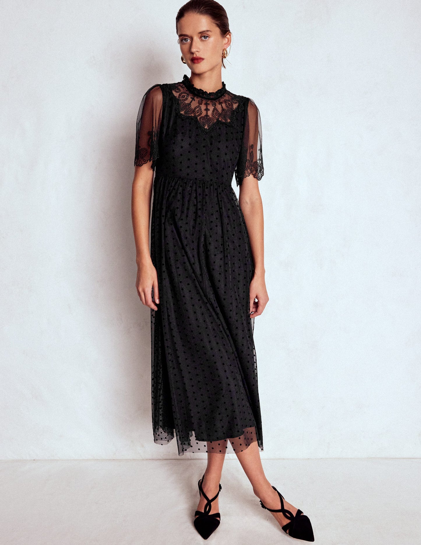 Besticktes Tüll-Partykleid-Schwarz