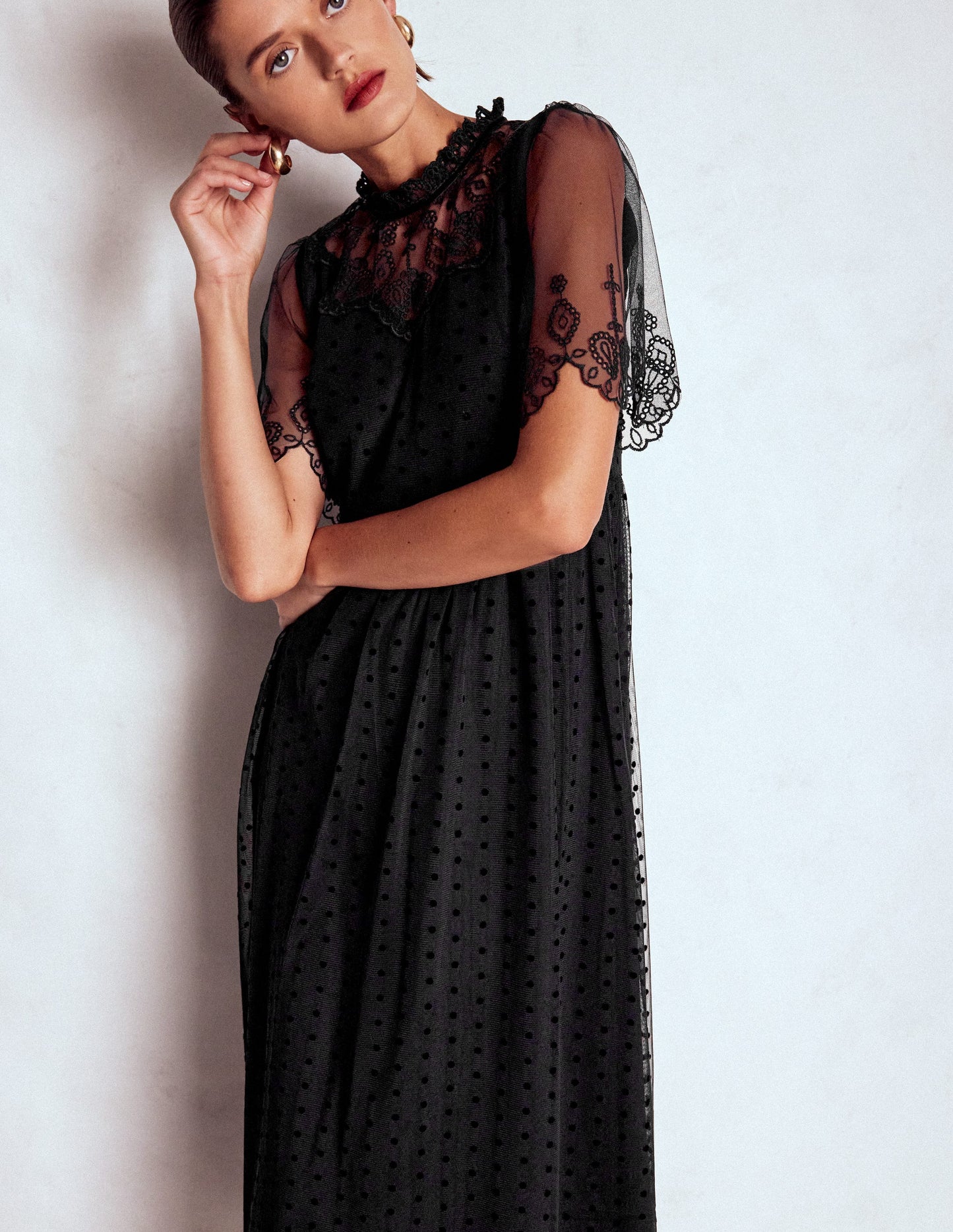 Besticktes Tüll-Partykleid-Schwarz