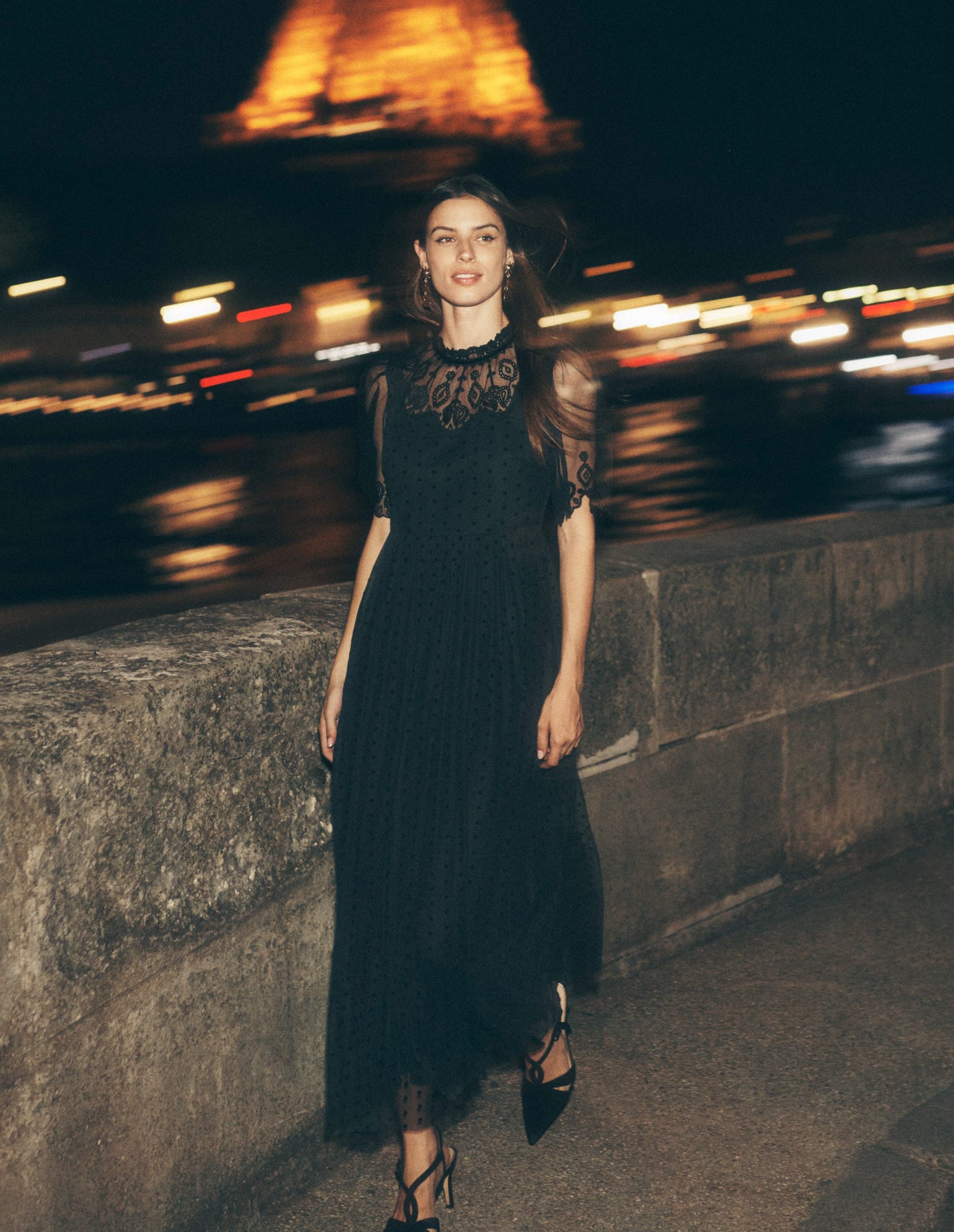 Besticktes Tüll-Partykleid-Schwarz
