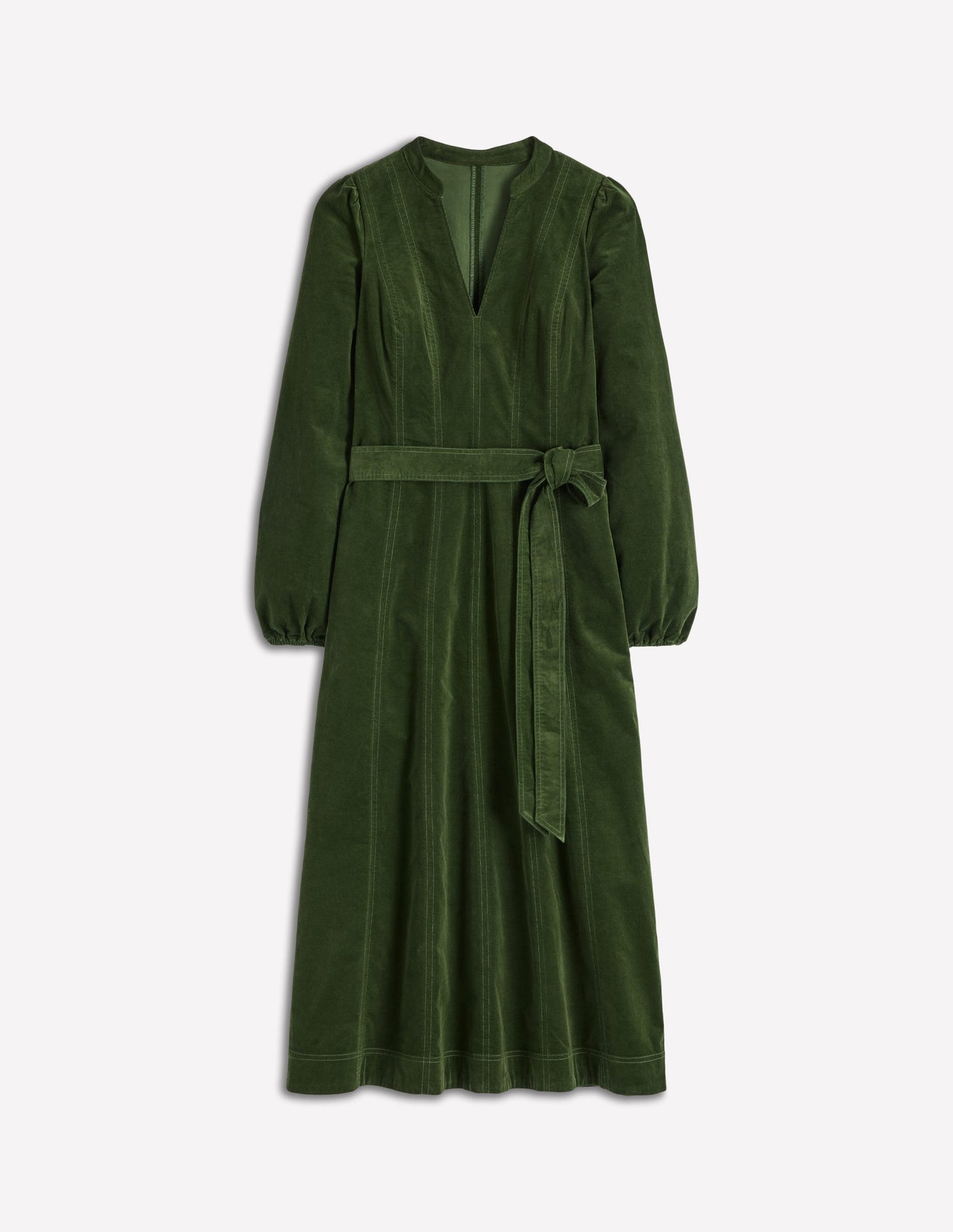 Robe midi Ros en velours côtelé à empiècements-Sapin vert