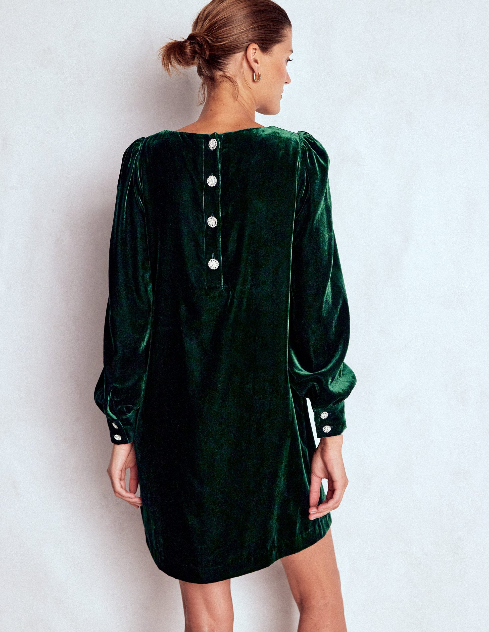 Estella Velvet Shift Dress-Emerald Night-3