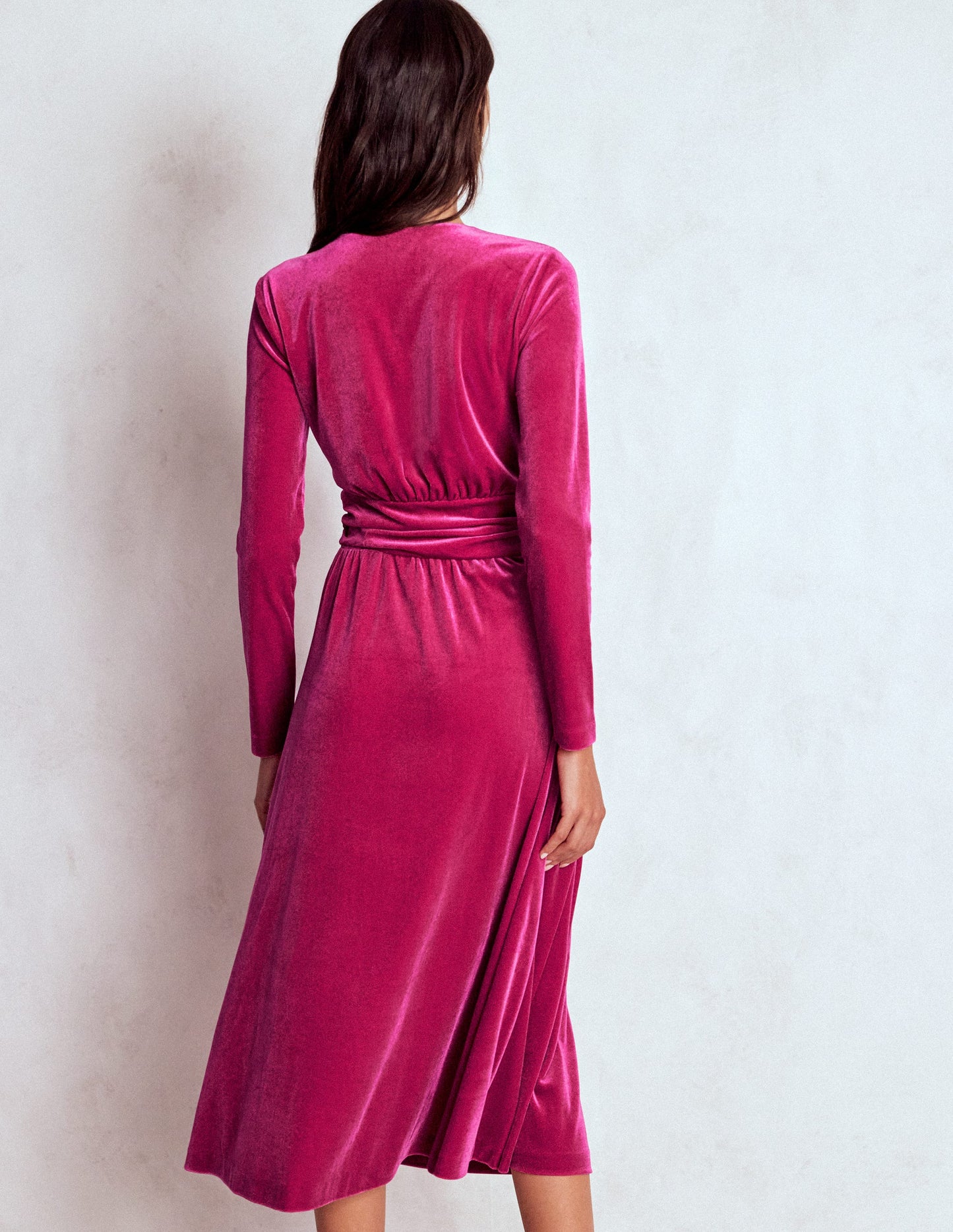 Tilda Midikleid aus Samt-Kräftiges Rosa