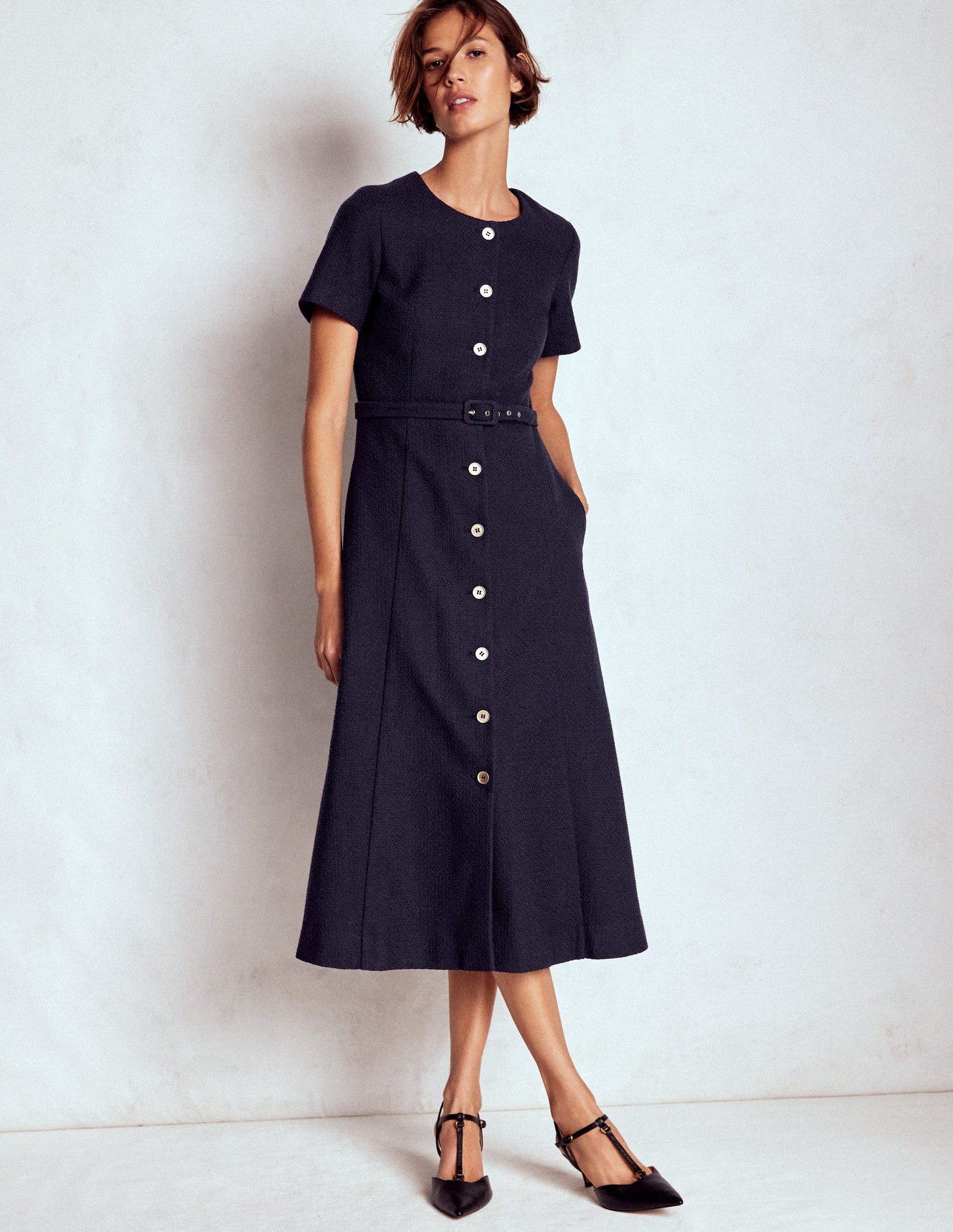 Charlotte Midikleid aus Baumwolle-Marineblau