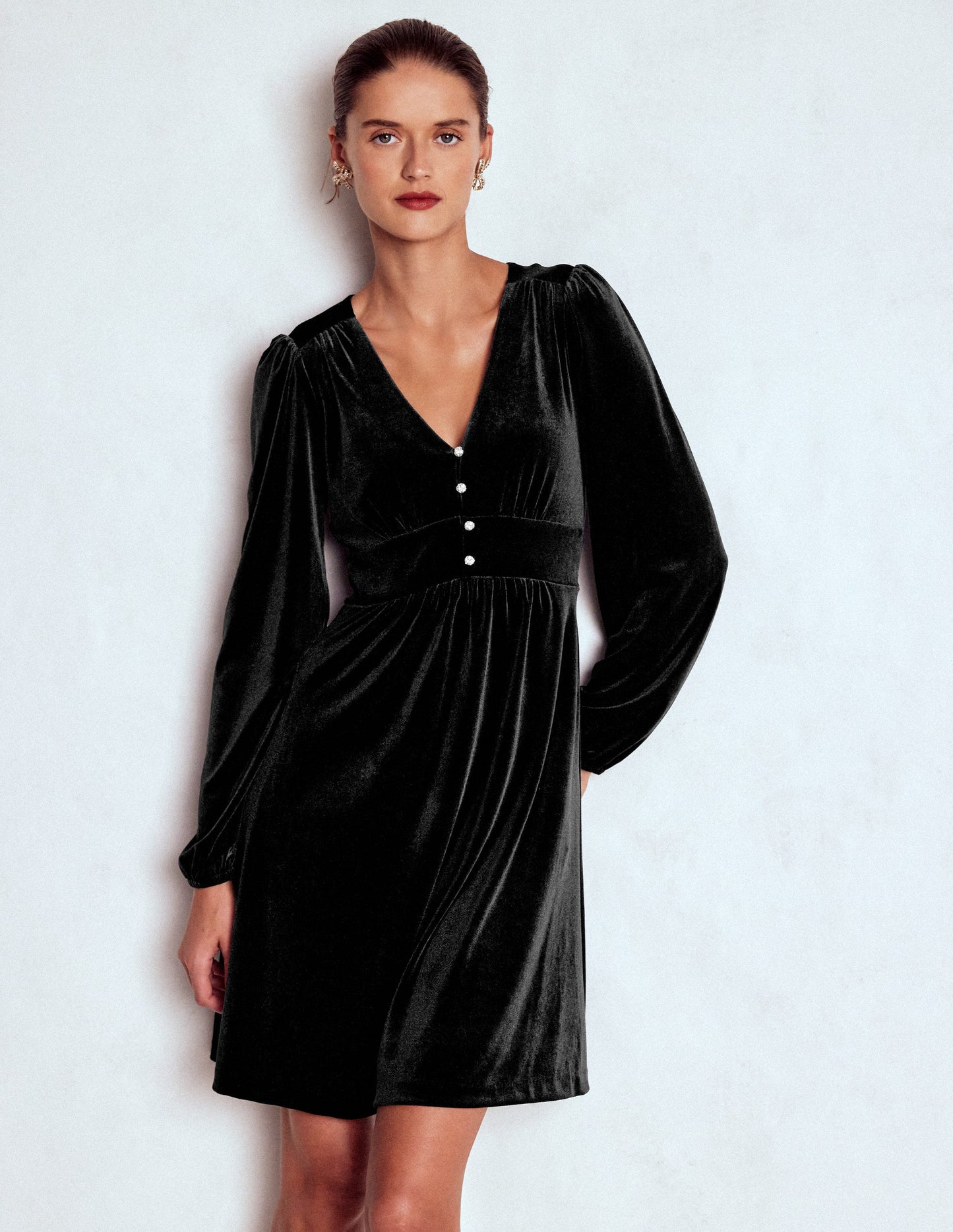 Jocelyn Kurzes Samtkleid-Schwarz
