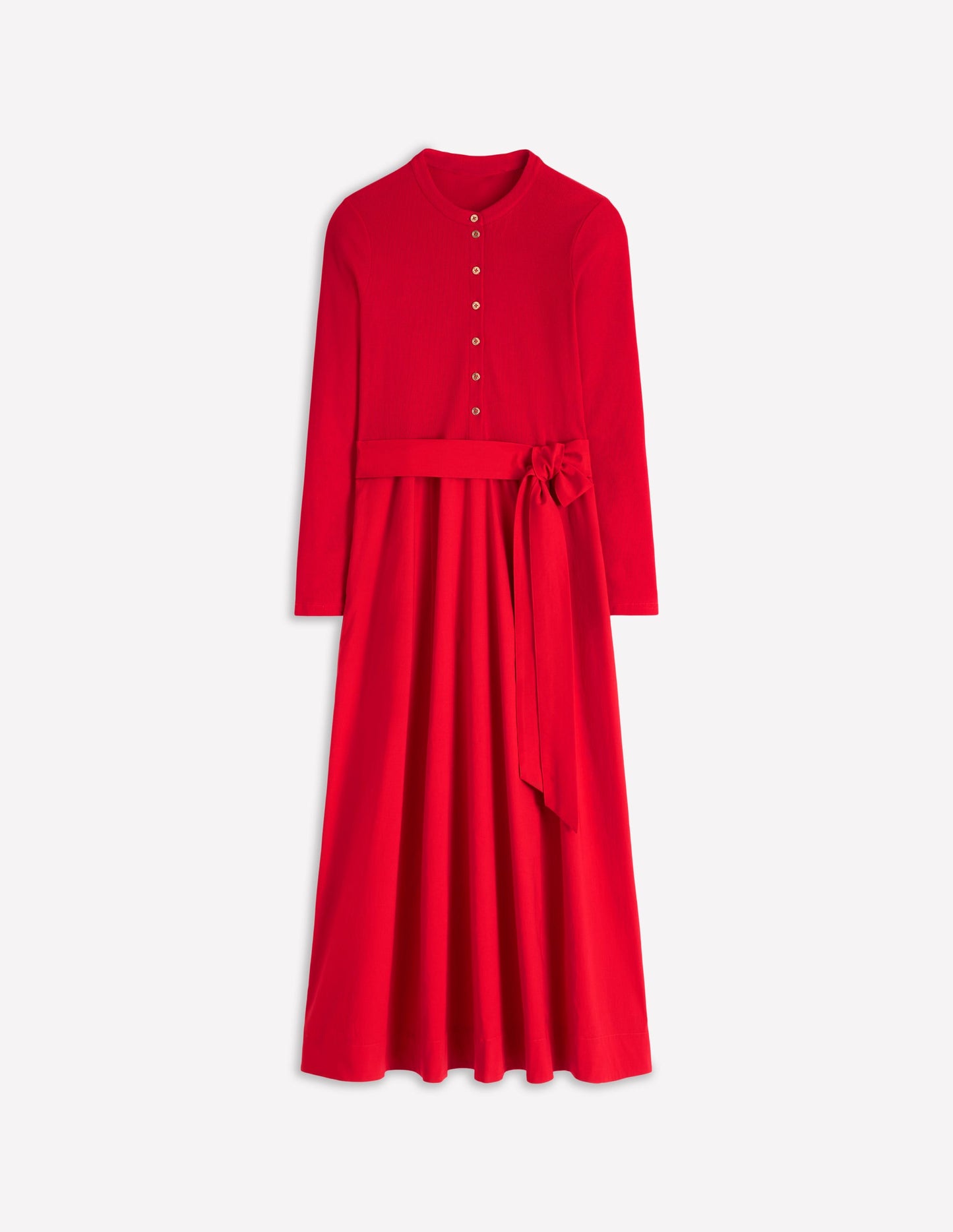 Kleid aus Rippstrick-Mix mit Knopfleiste-Purpurrot