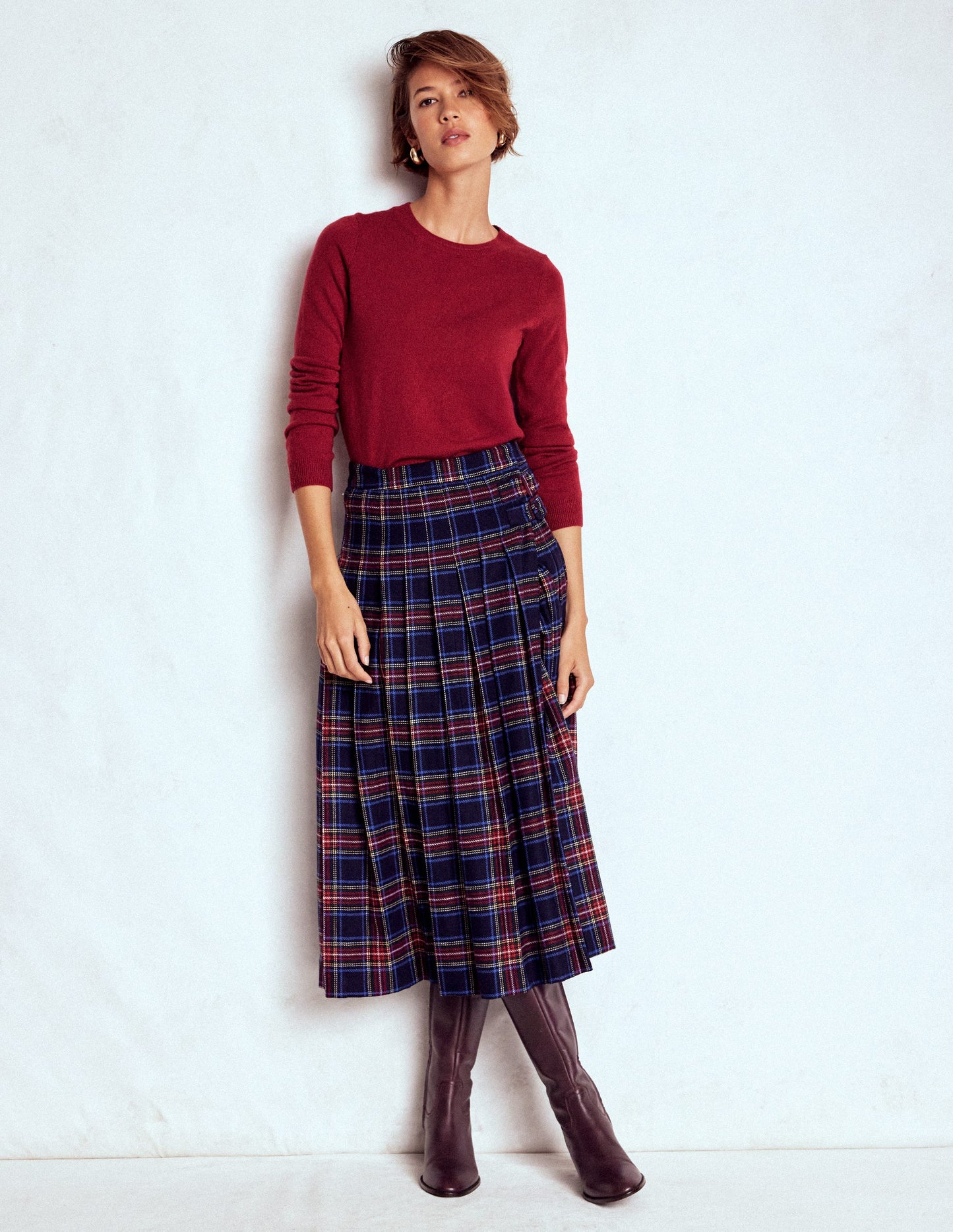 Eva Kaschmirpullover mit Rundhalsausschnitt-Rot Lakritz