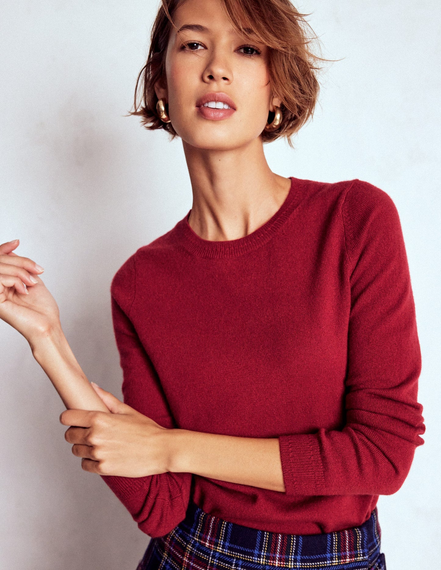 Eva Kaschmirpullover mit Rundhalsausschnitt-Rot Lakritz