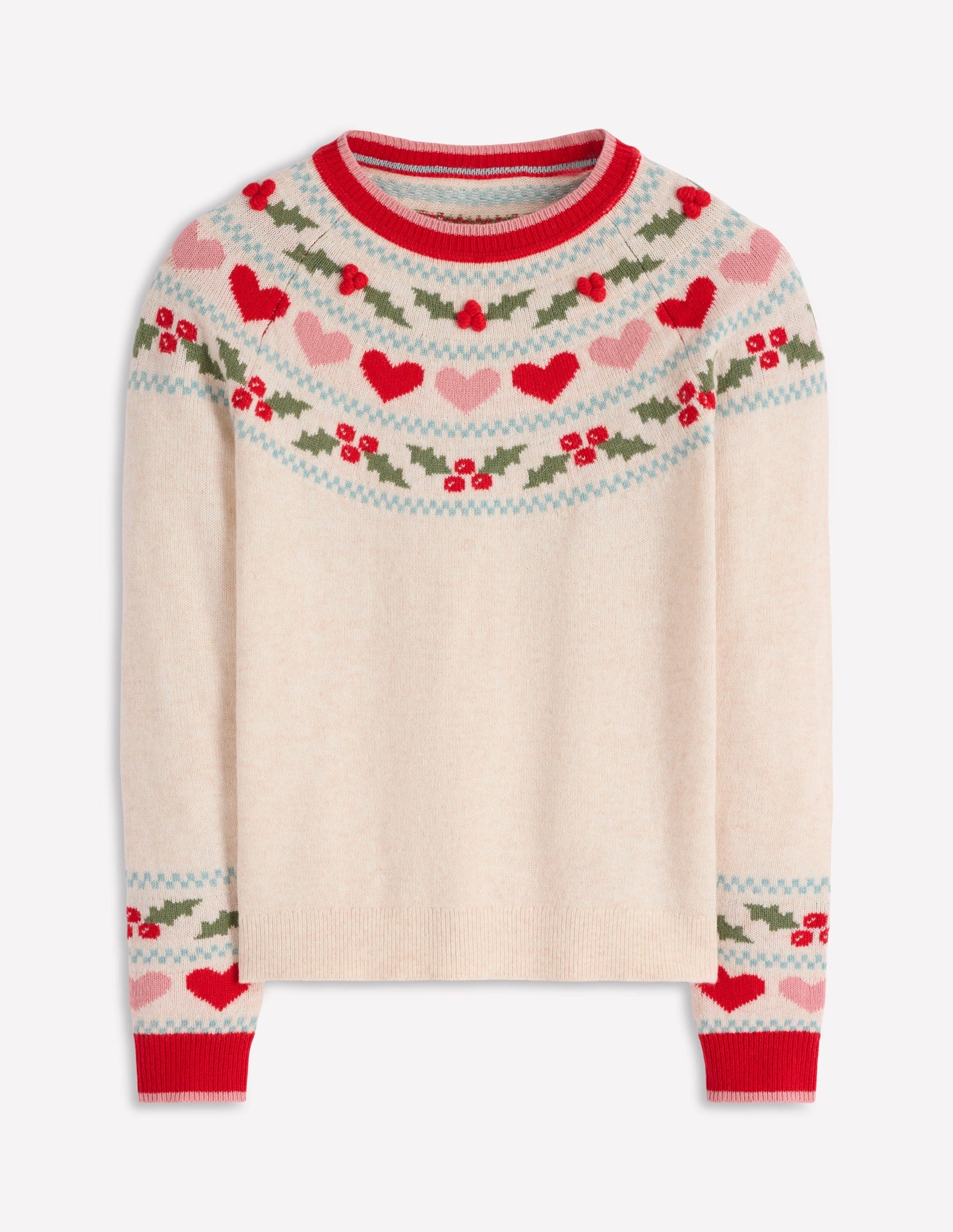 Pull Edie à motif jacquard-Avoine chiné, houx