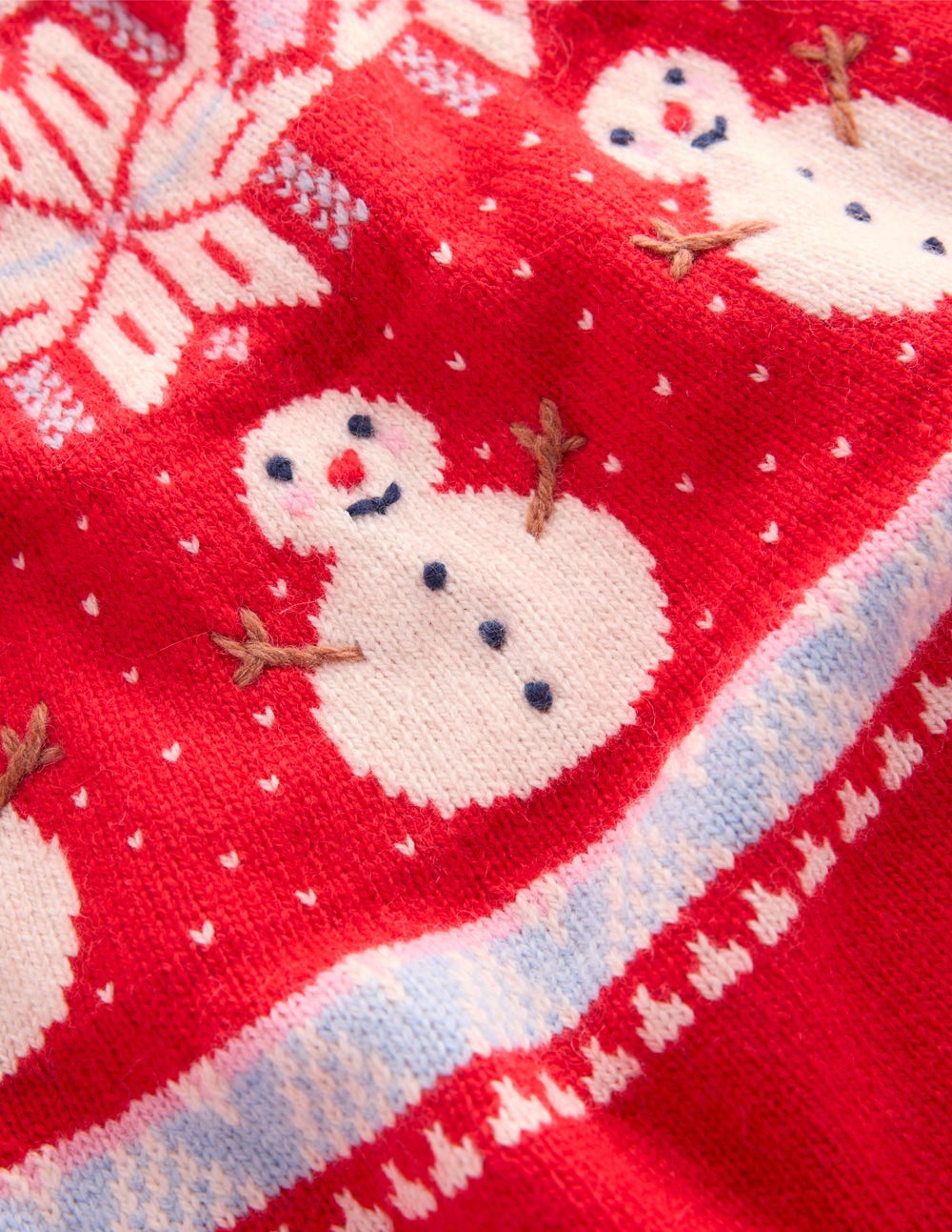Edie Fair-Isle-Pullover-Rot, Schneemann