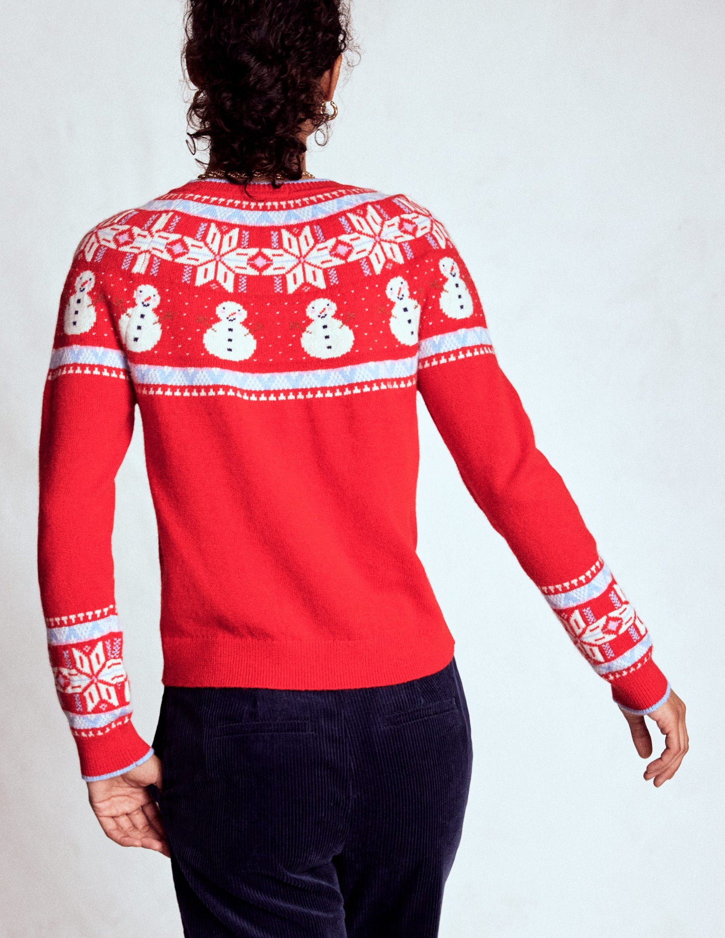 Edie Fair-Isle-Pullover-Rot, Schneemann