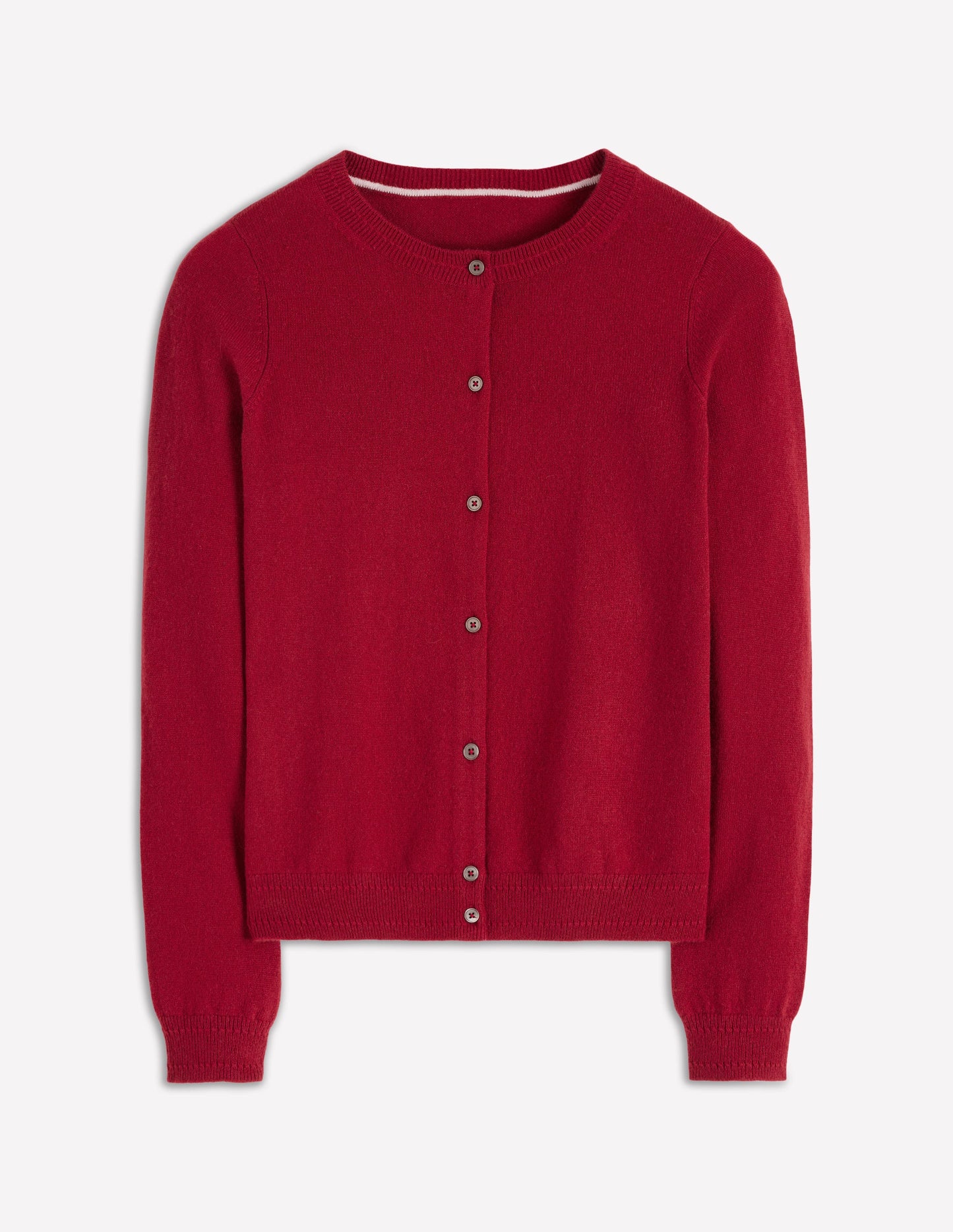 Eva Kaschmir-Strickjacke mit Rundhalsausschnitt-Rot Lakritz