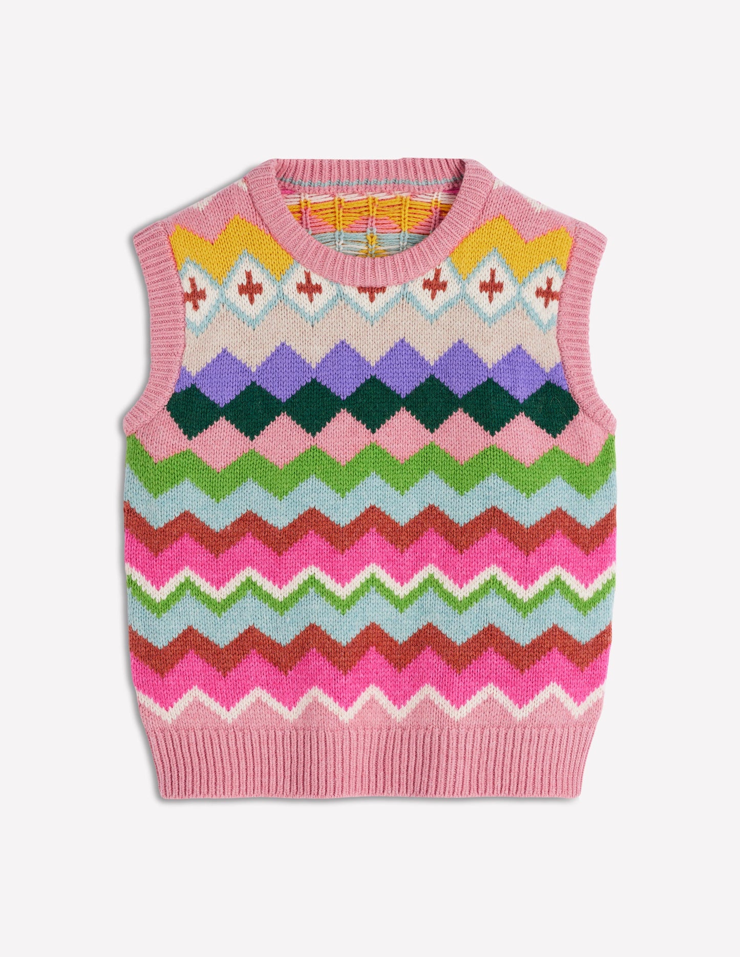 Eleanor Fair-Isle-Pullunder-Rosa Klassisches Fair-Isle