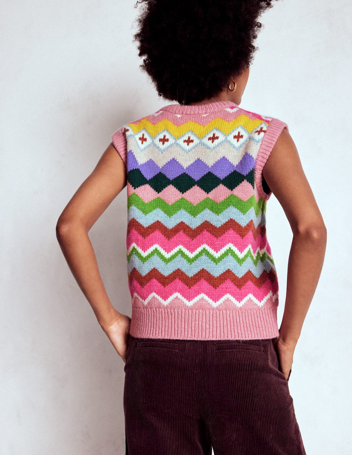 Eleanor Fair-Isle-Pullunder-Rosa Klassisches Fair-Isle