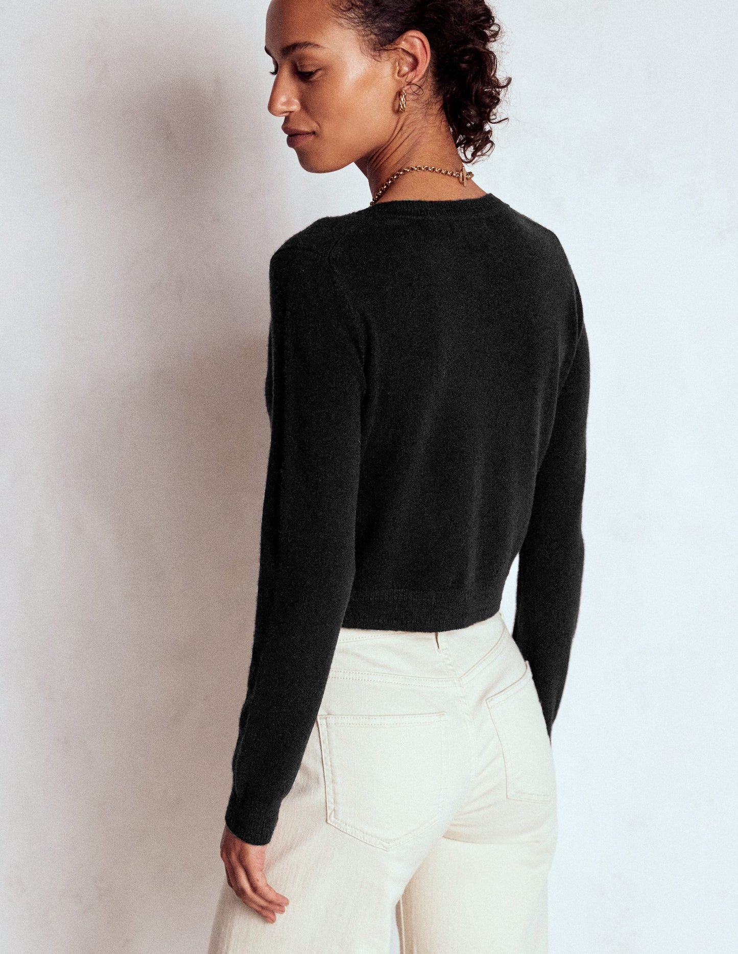 Eva Verkürzte Strickjacke aus Kaschmir-Schwarz