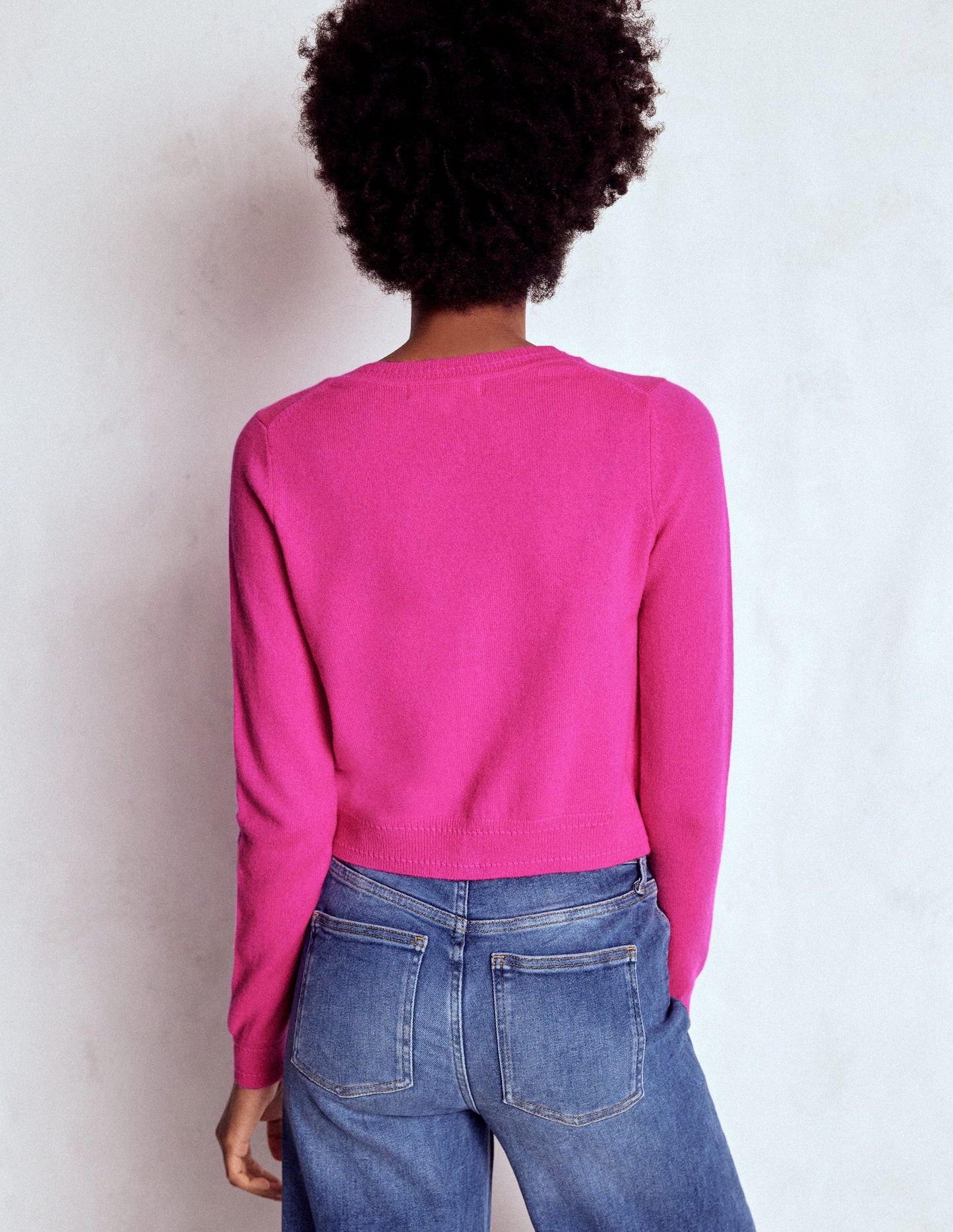 Eva Verkürzte Strickjacke aus Kaschmir-Farbenfrohes Stiefmütterchen