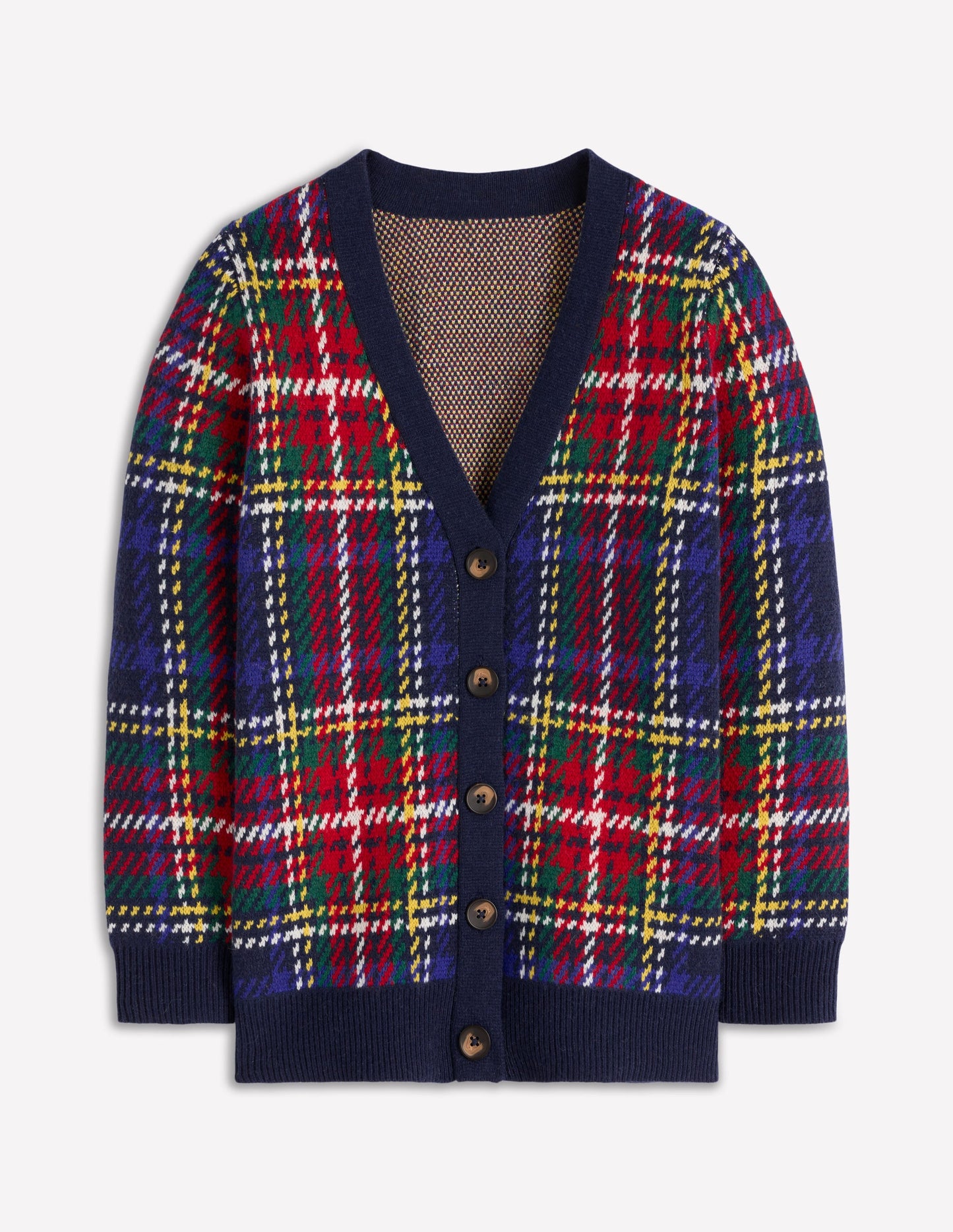 Gilet boyfriend Quinn-Carreaux bleu marine, verts et rouges