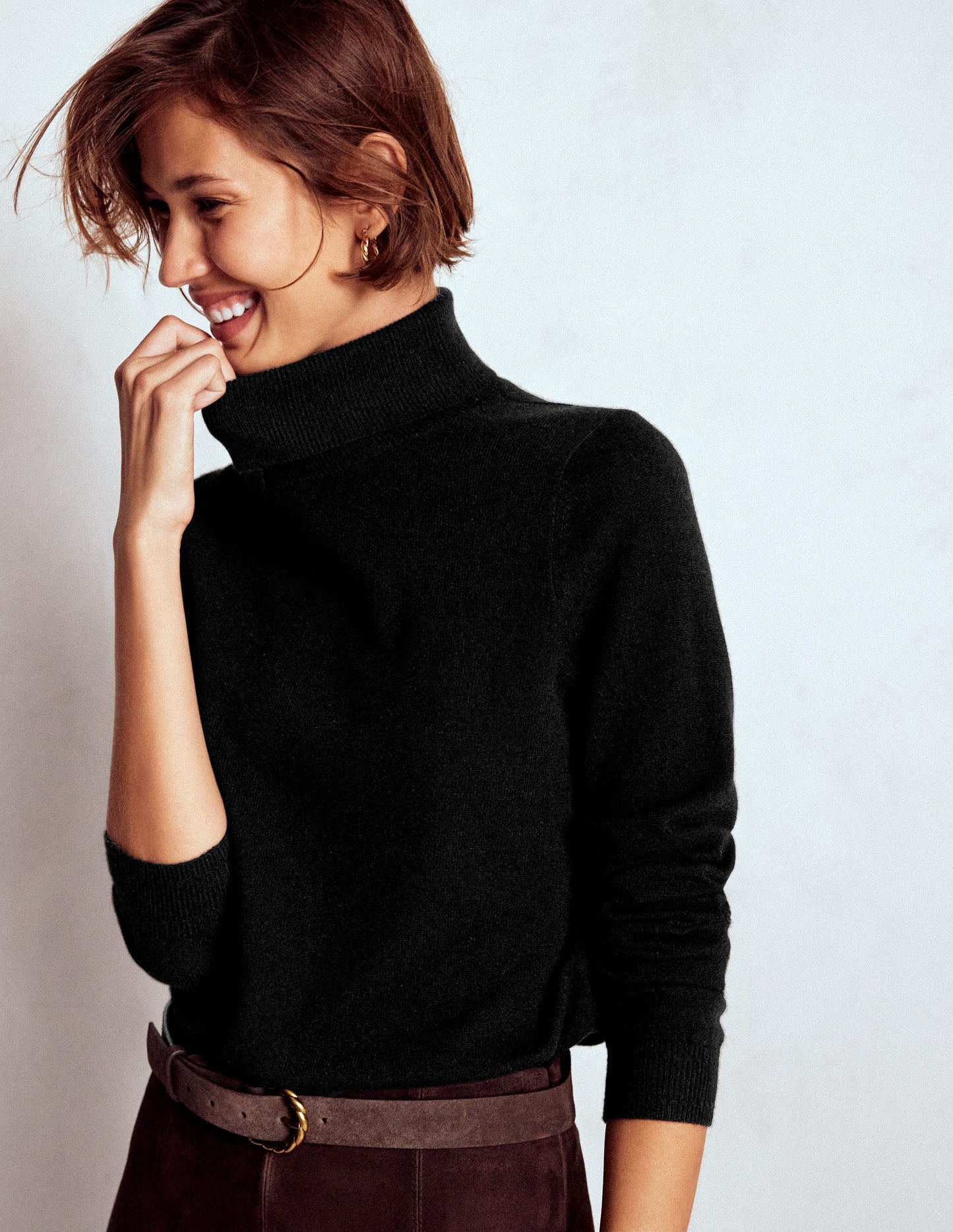 Pull Eva à col roulé en cachemire-Noir