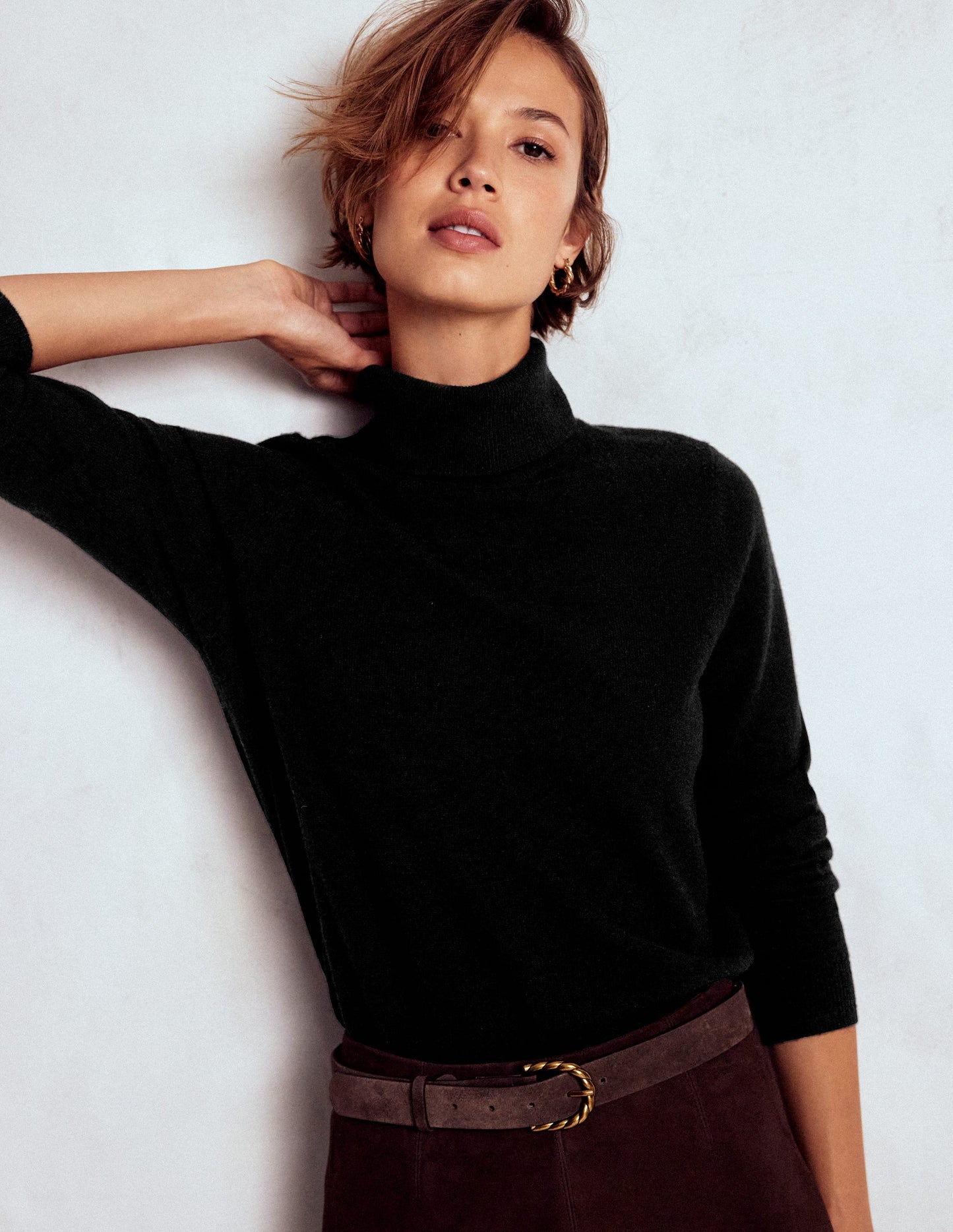 Pull Eva à col roulé en cachemire-Noir
