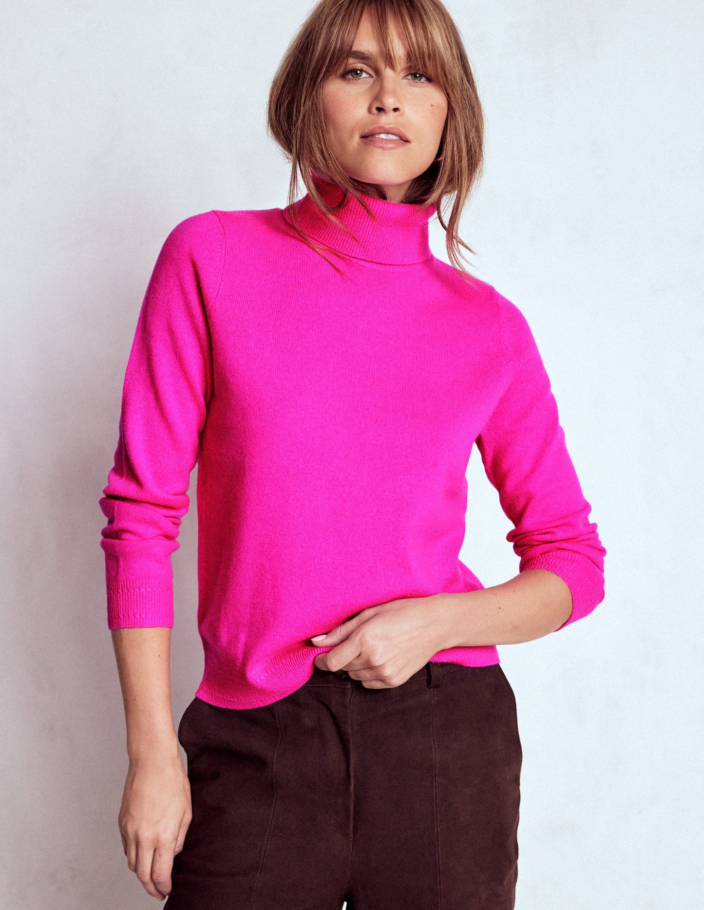 Eva Kaschmir-Rollkragenpullover-Farbenfrohes Stiefmütterchen