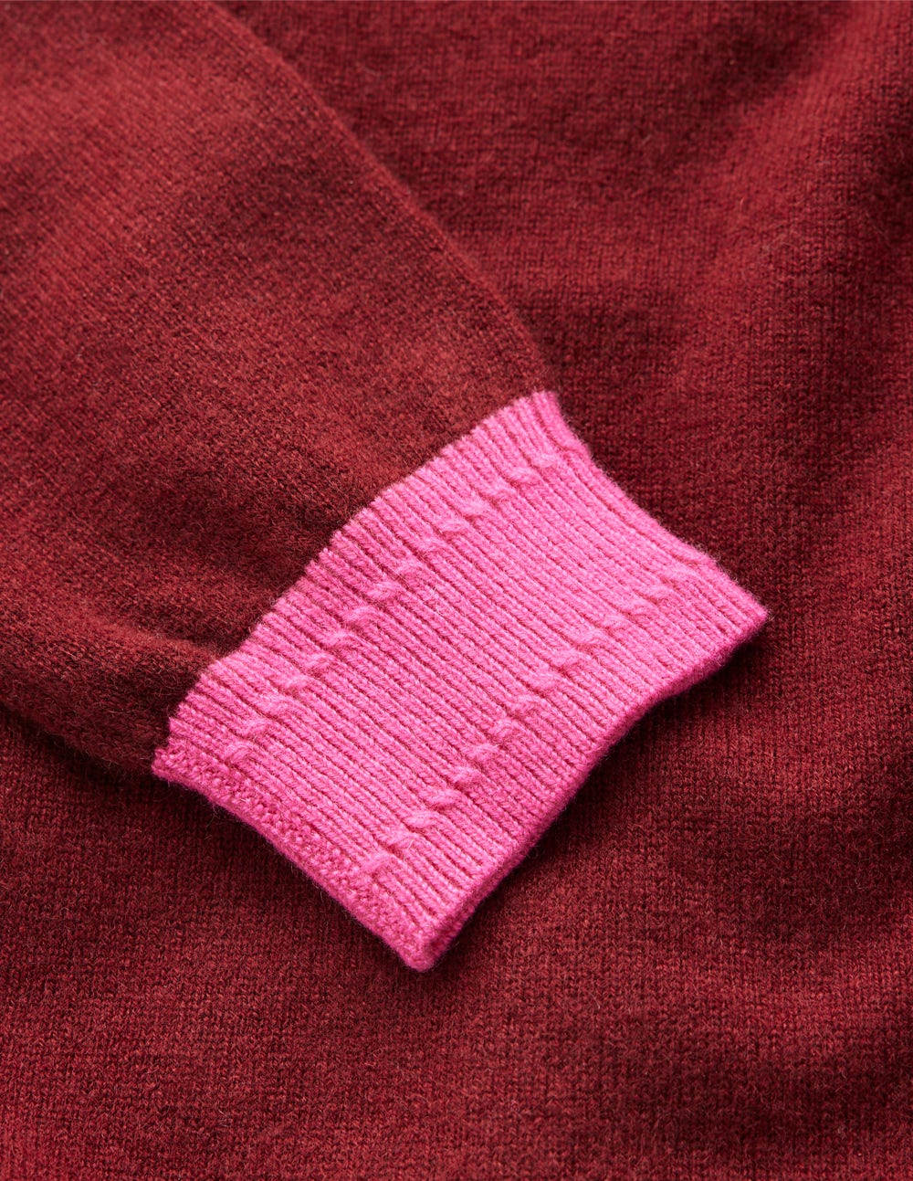 Eva Kaschmir-Rollkragenpullover-Kastanie, Blockfarben