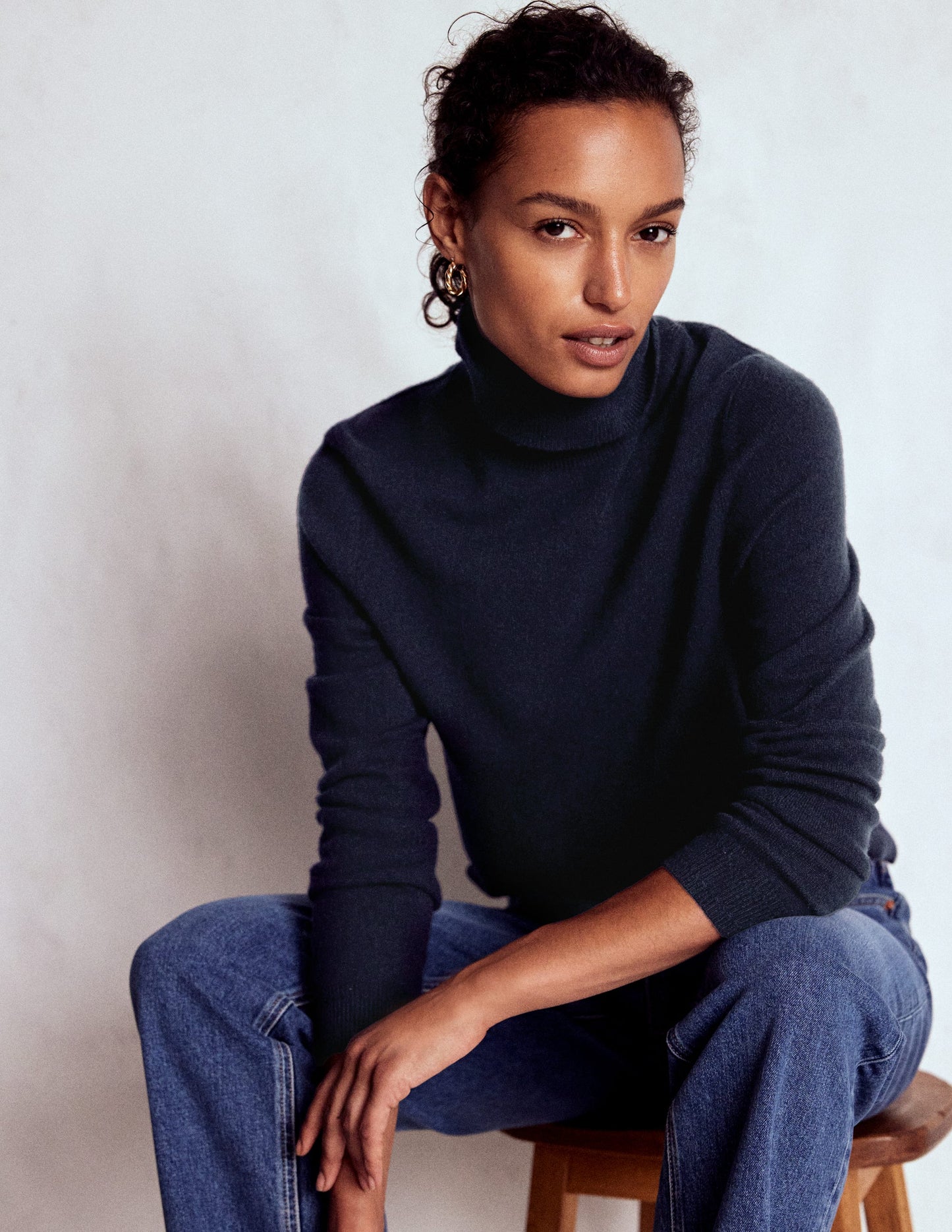 Eva Kaschmir-Rollkragenpullover-Marineblau