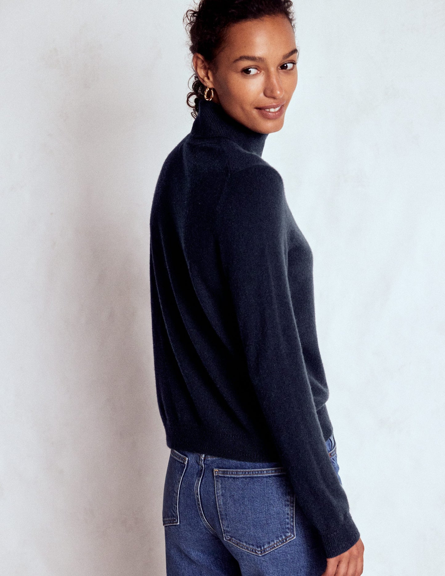 Eva Kaschmir-Rollkragenpullover-Marineblau
