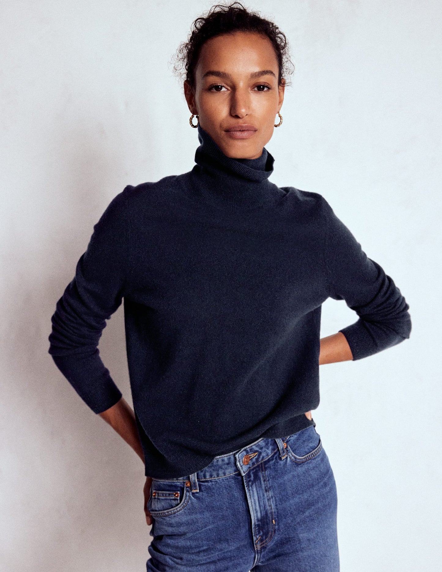 Eva Kaschmir-Rollkragenpullover-Marineblau